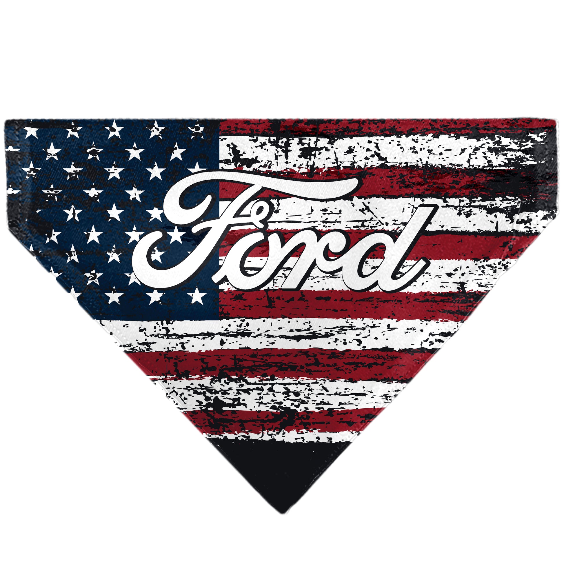 Pet Bandana - FORD Script Americana Stars and Stripes Weathered Red/White/Blue Pet Bandanas Ford