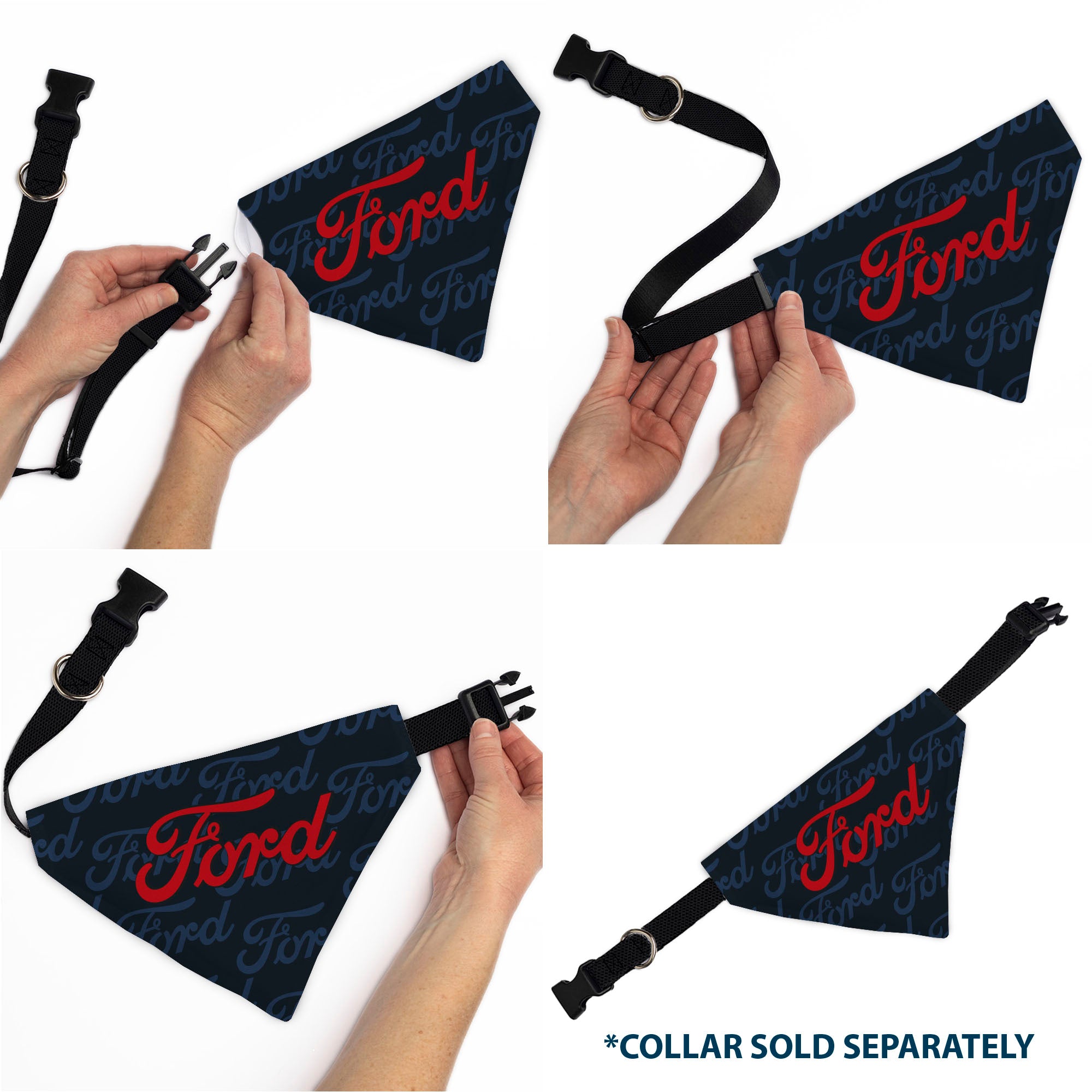 Pet Bandana - FORD Script Stacked Blues/Red Pet Bandanas Ford