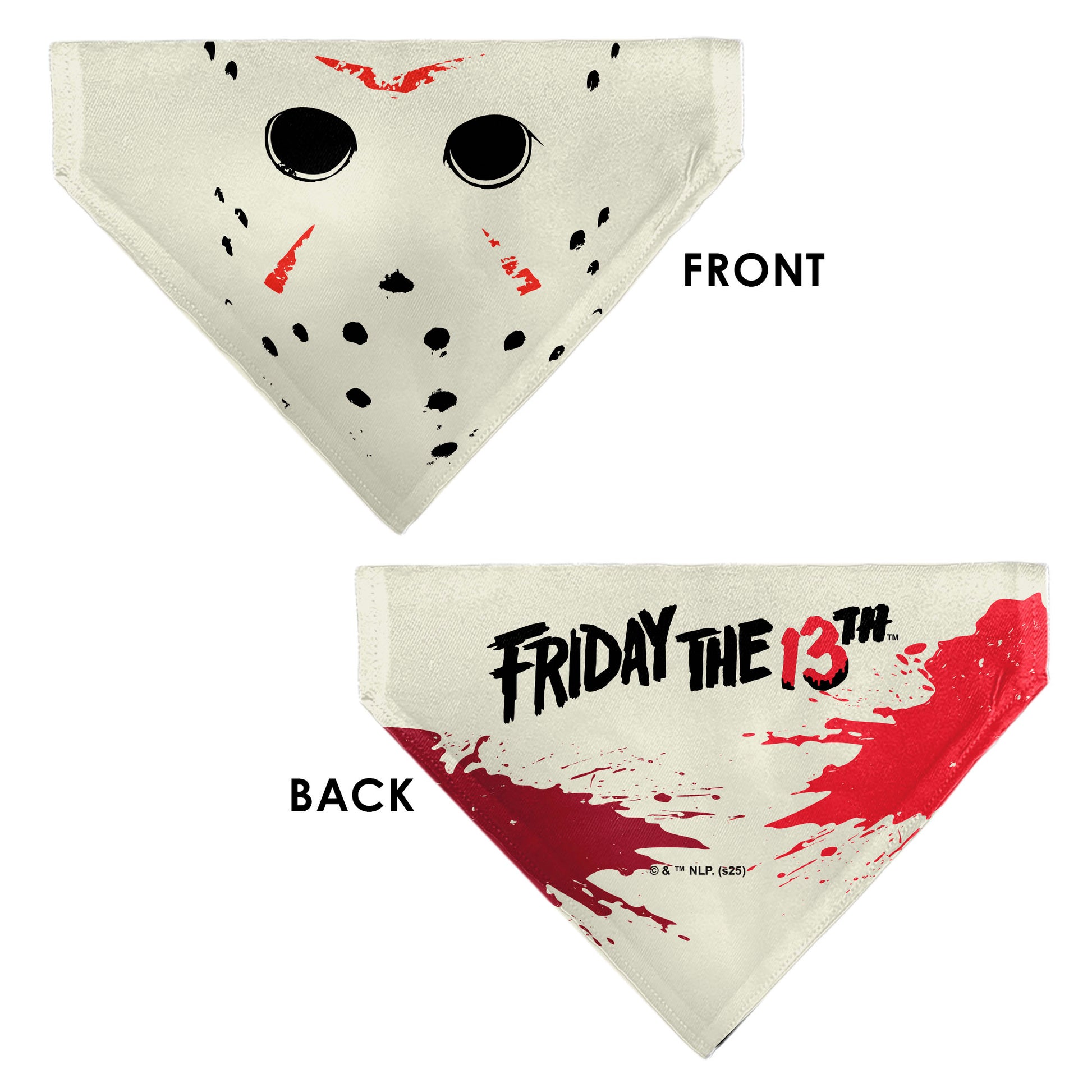 Pet Bandana - FRIDAY THE 13TH Hockey Mask Close-Up White/Black/Red Pet Bandanas Friday the 13th