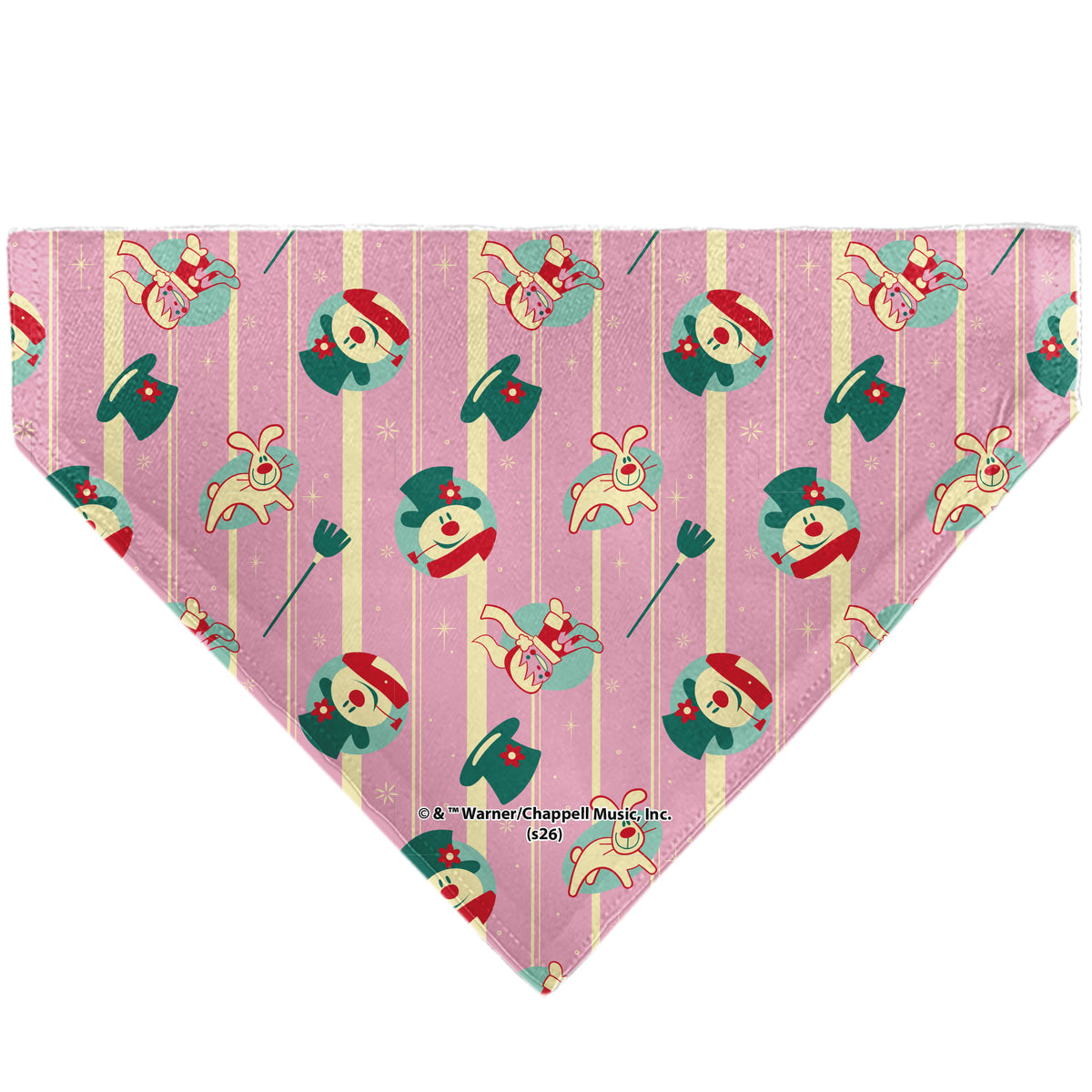 Pet Bandana - Frosty the Snowman Character Icon Stripe Pink/Beige Pet Bandanas Frosty the Snowman