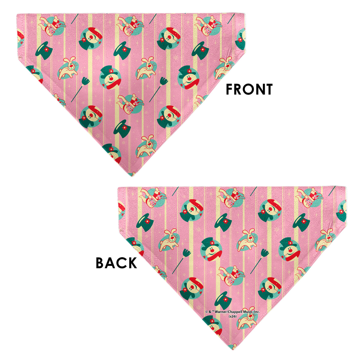 Pet Bandana - Frosty the Snowman Character Icon Stripe Pink/Beige Pet Bandanas Frosty the Snowman