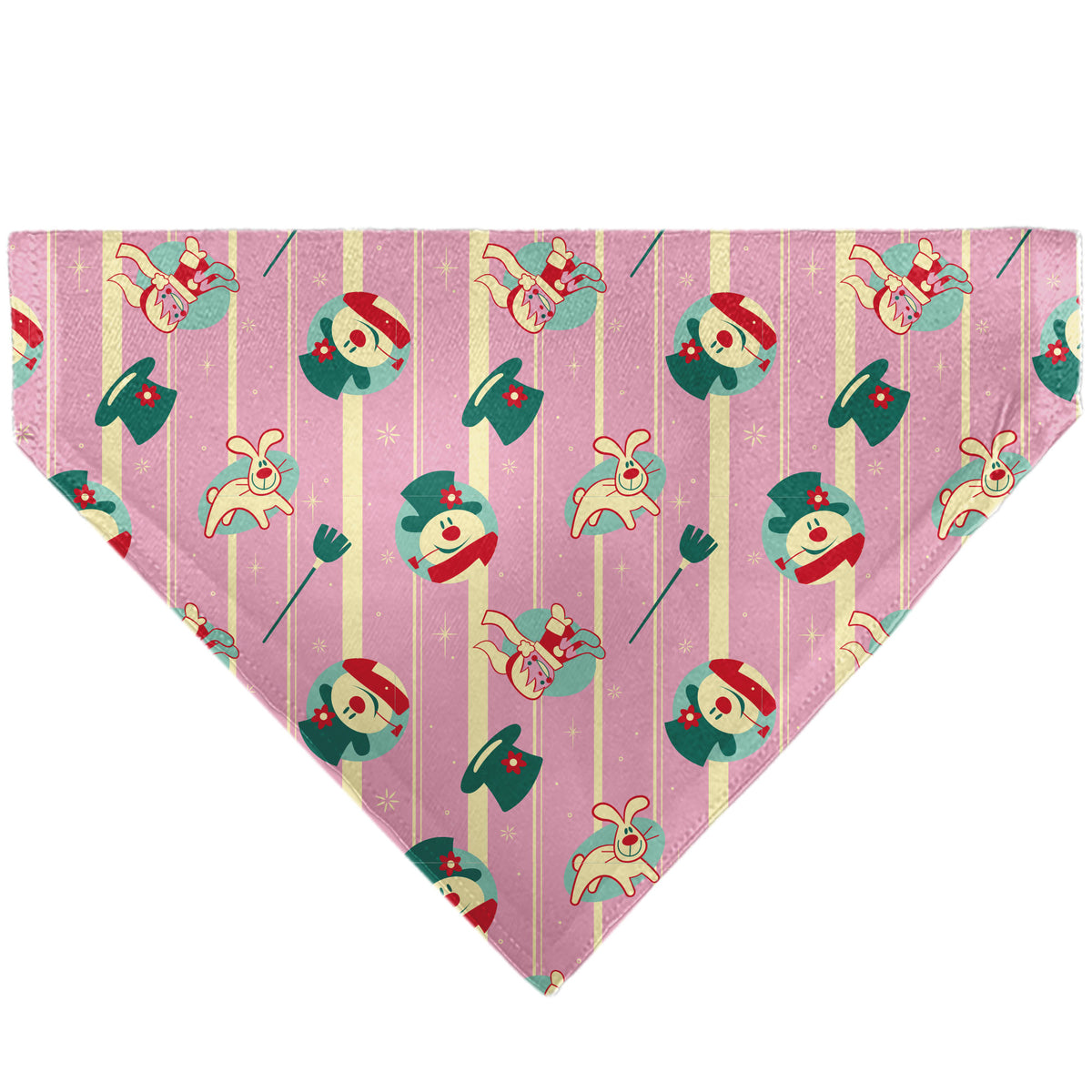 Pet Bandana - Frosty the Snowman Character Icon Stripe Pink/Beige Pet Bandanas Frosty the Snowman