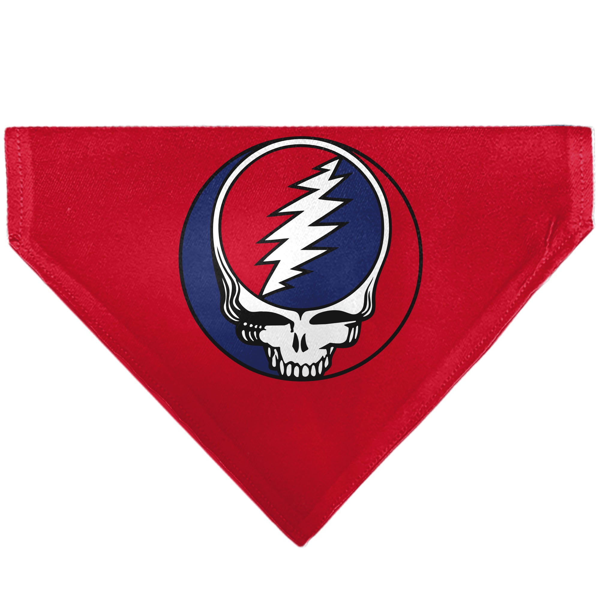 Pet Bandana - Grateful Dead Steal Your Face Logo Centered Red and Blue Pet Bandanas Grateful Dead