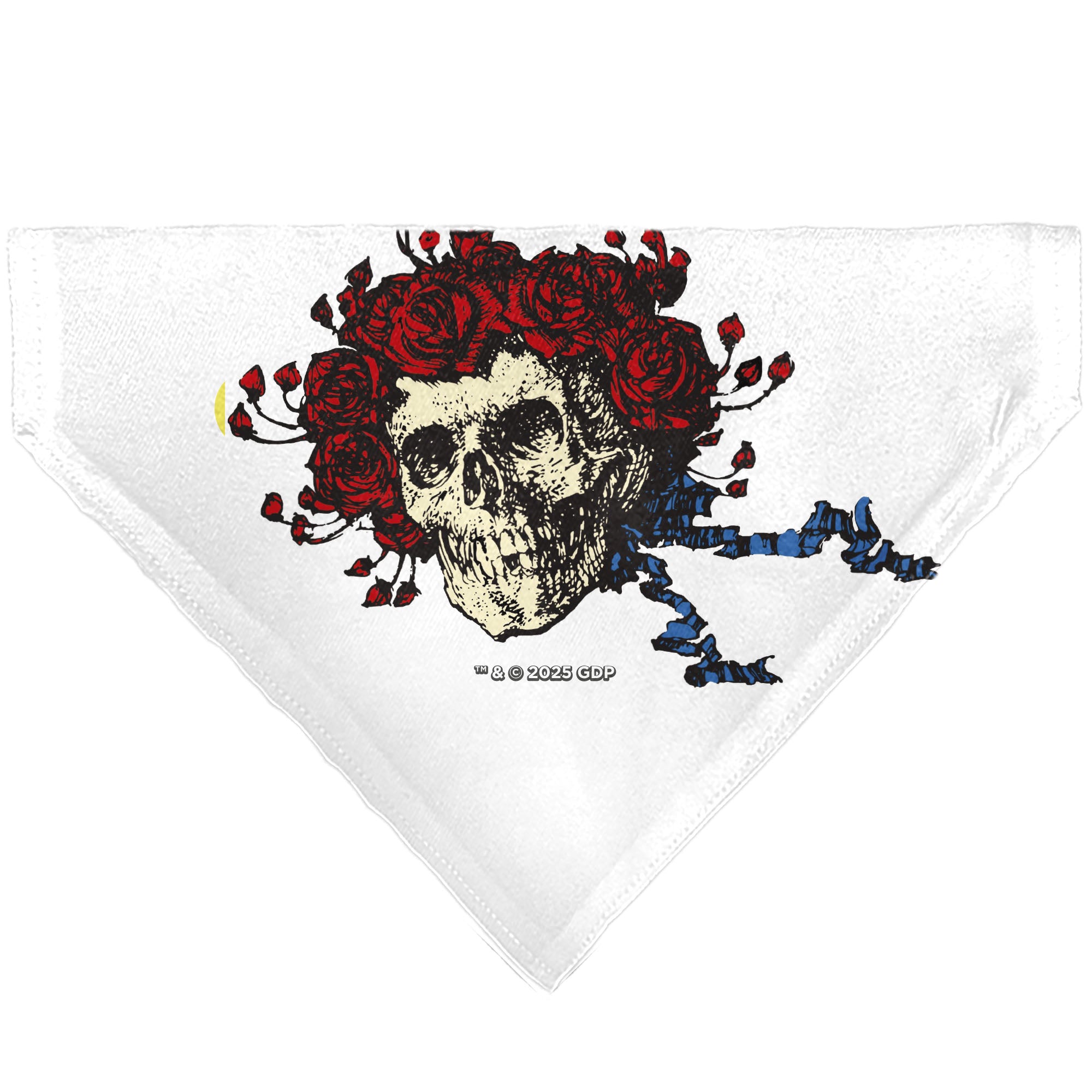 Pet Bandana - Grateful Dead Skull and Rose Face White Pet Bandanas Grateful Dead