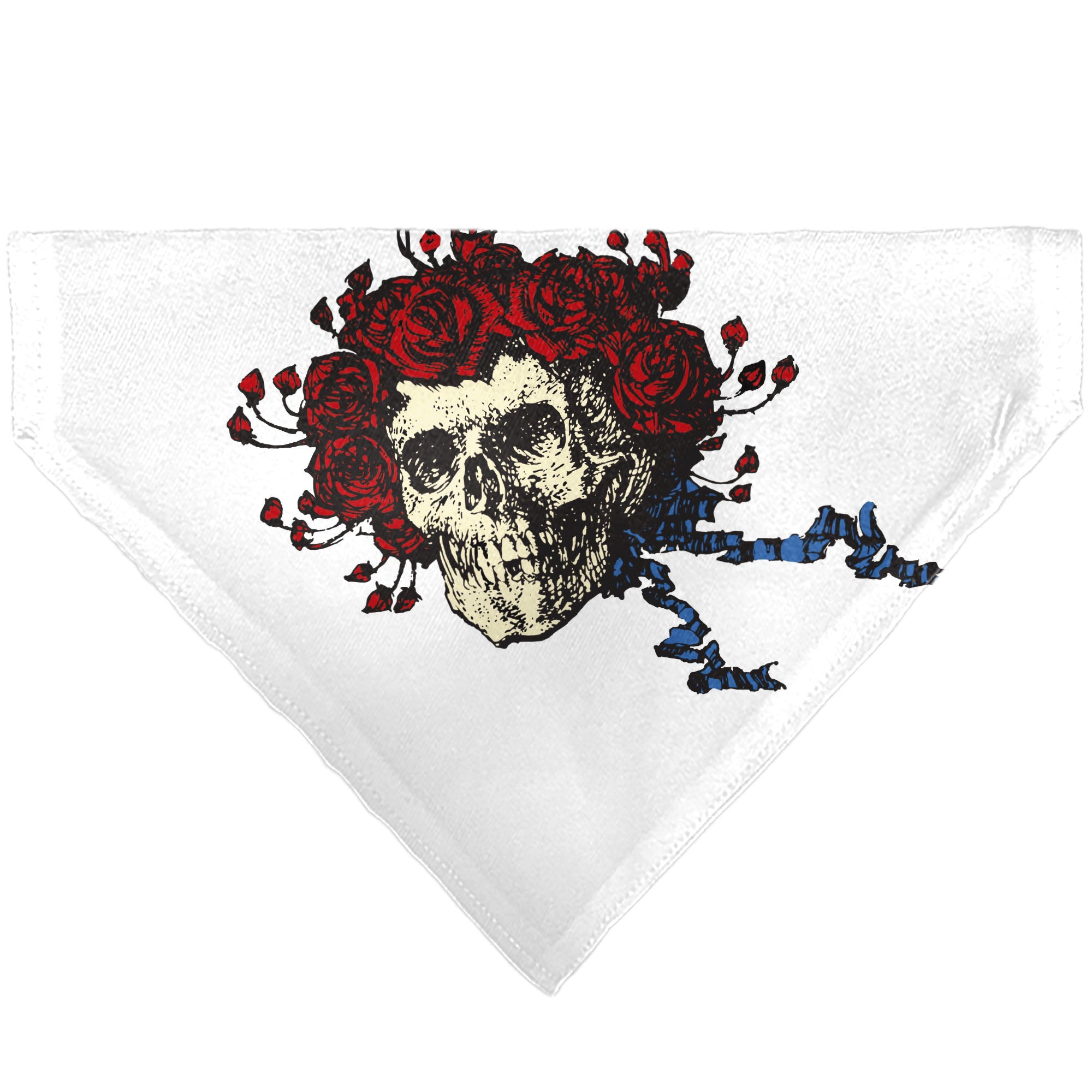 Pet Bandana - Grateful Dead Skull and Rose Face White Pet Bandanas Grateful Dead