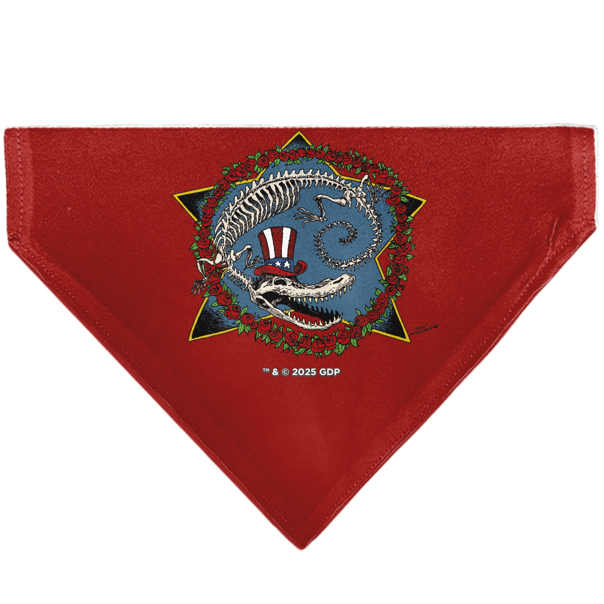 Pet Bandana - Grateful Dead Dave's Picks Volume Ten Alligator Bonus Cover Art Red Pet Bandanas Grateful Dead