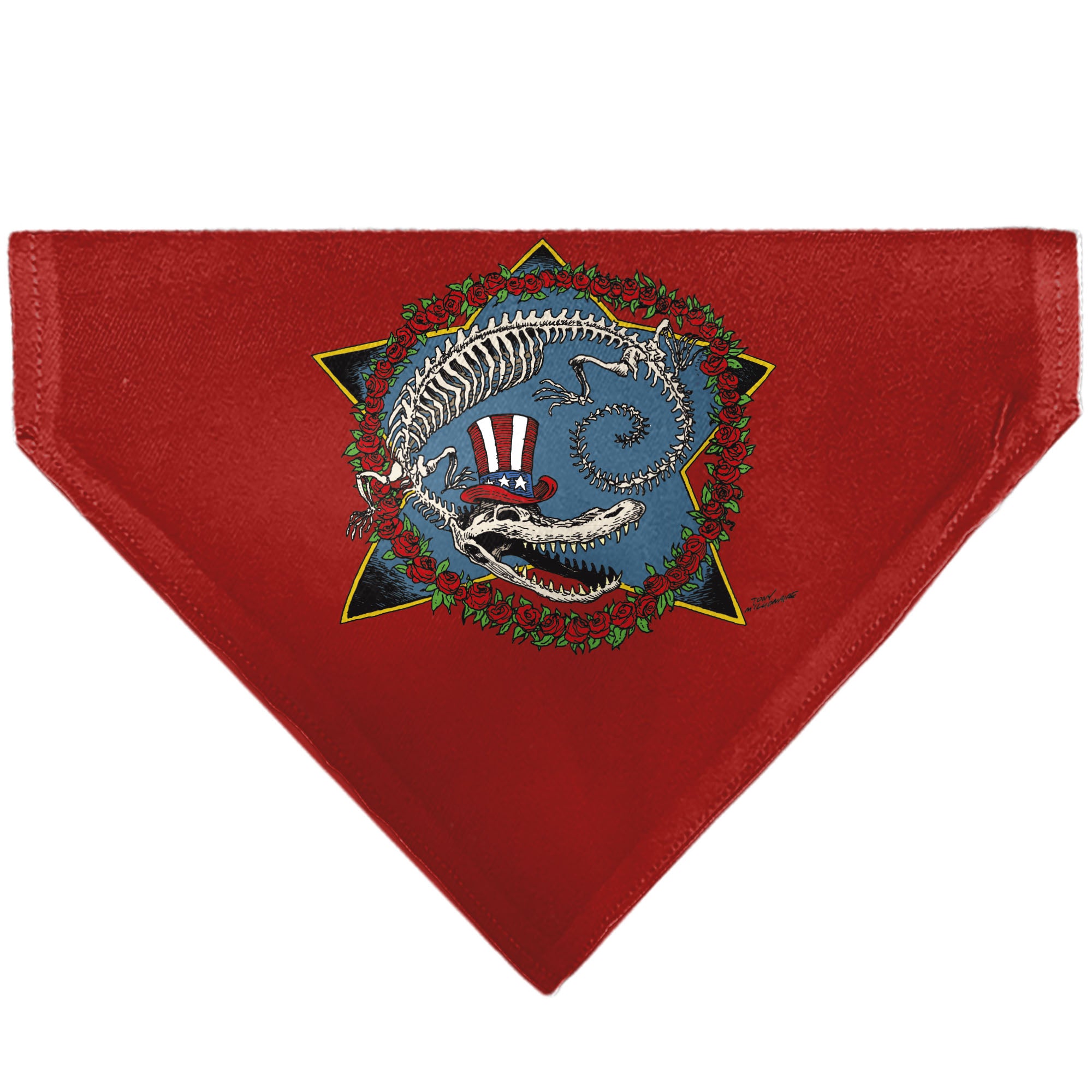 Pet Bandana - Grateful Dead Dave's Picks Volume Ten Alligator Bonus Cover Art Red Pet Bandanas Grateful Dead