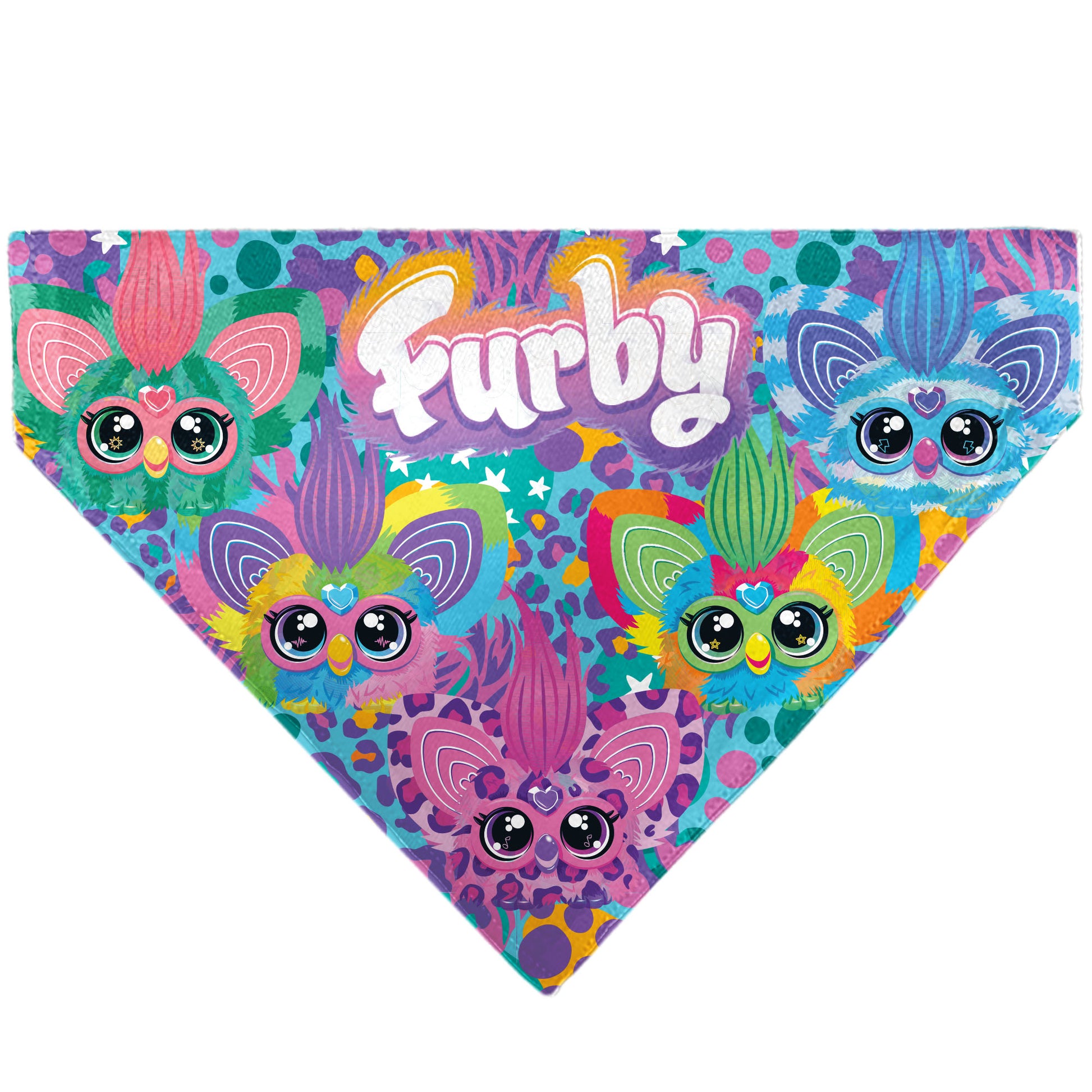 Pet Bandana - FURBY Five Furblets Faces and Logo Multi Color Pet Bandanas Furby