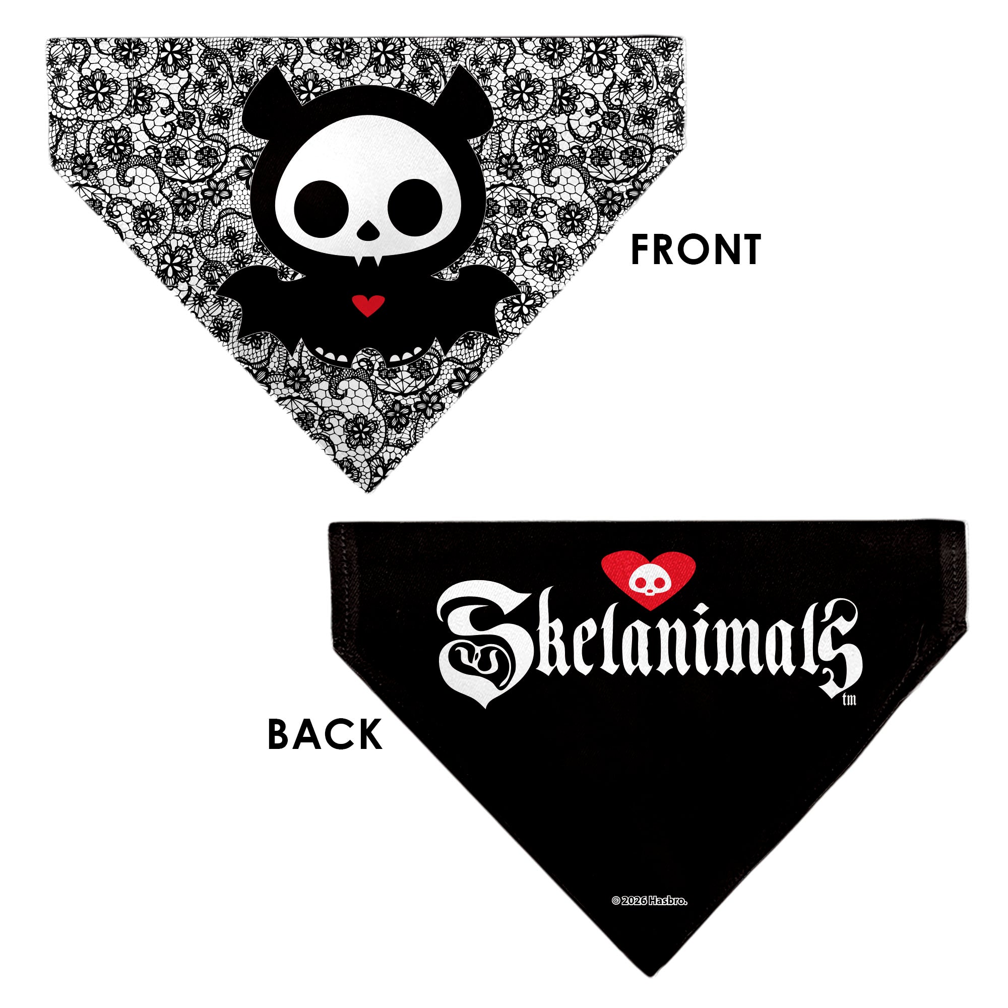 Pet Bandana - Skelanimals Diego Pose and Title Logo White/Black Pet Bandanas Skelanimals