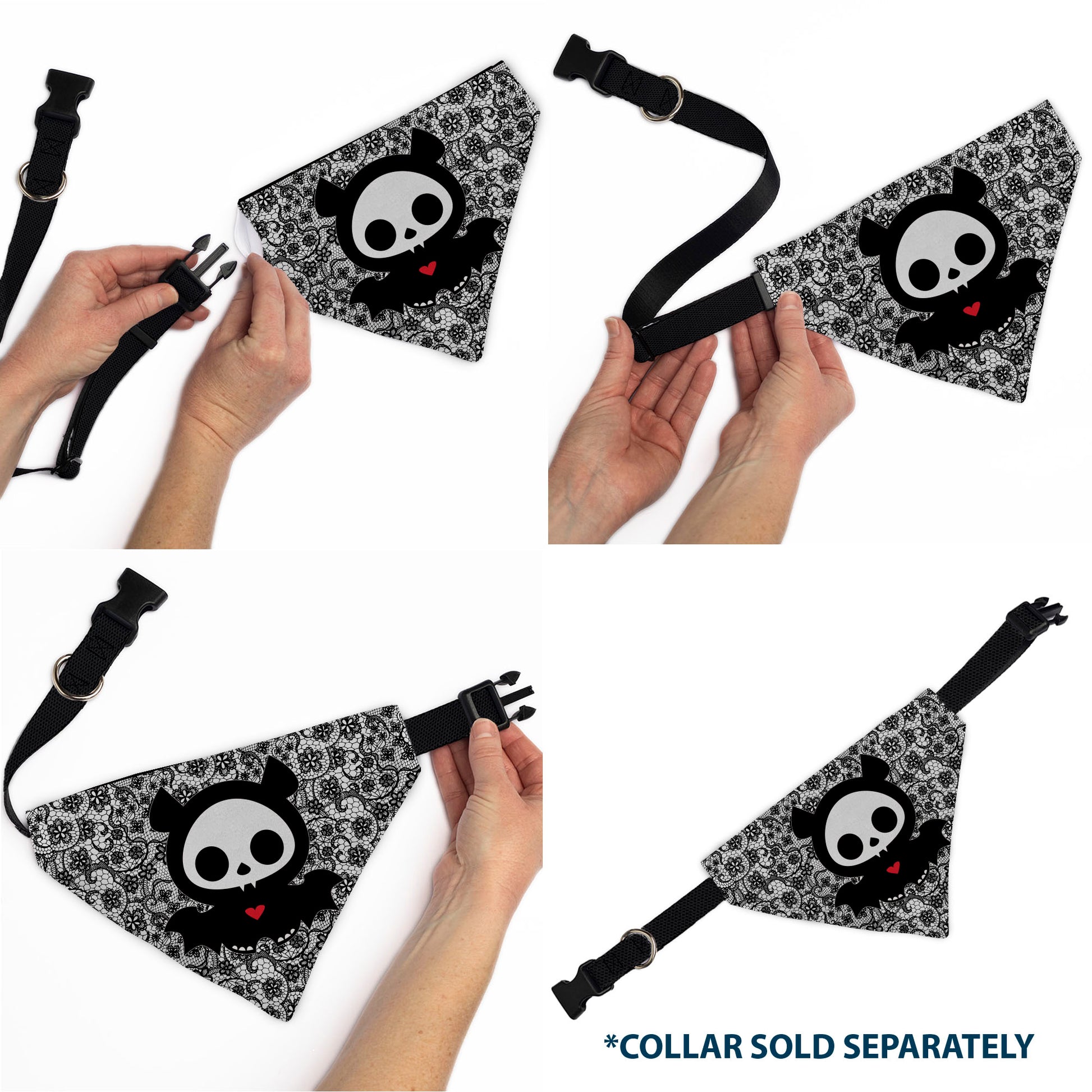 Pet Bandana - Skelanimals Diego Pose and Title Logo White/Black Pet Bandanas Skelanimals