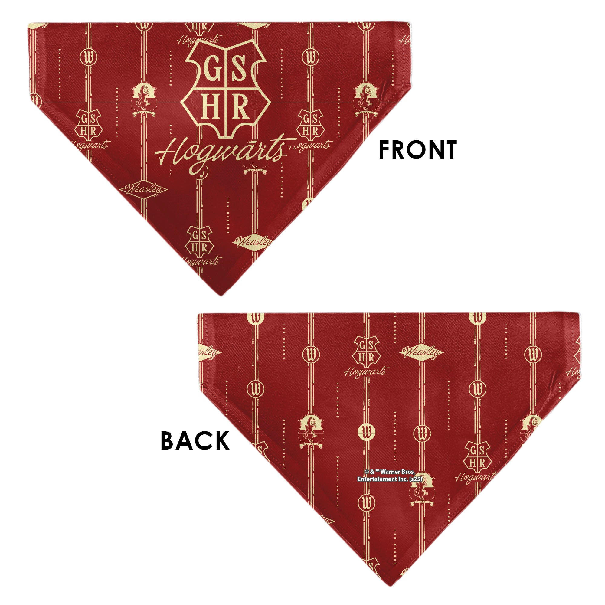 Pet Bandana - HOGWARTS WEASLEY Monogram Icons Red/White