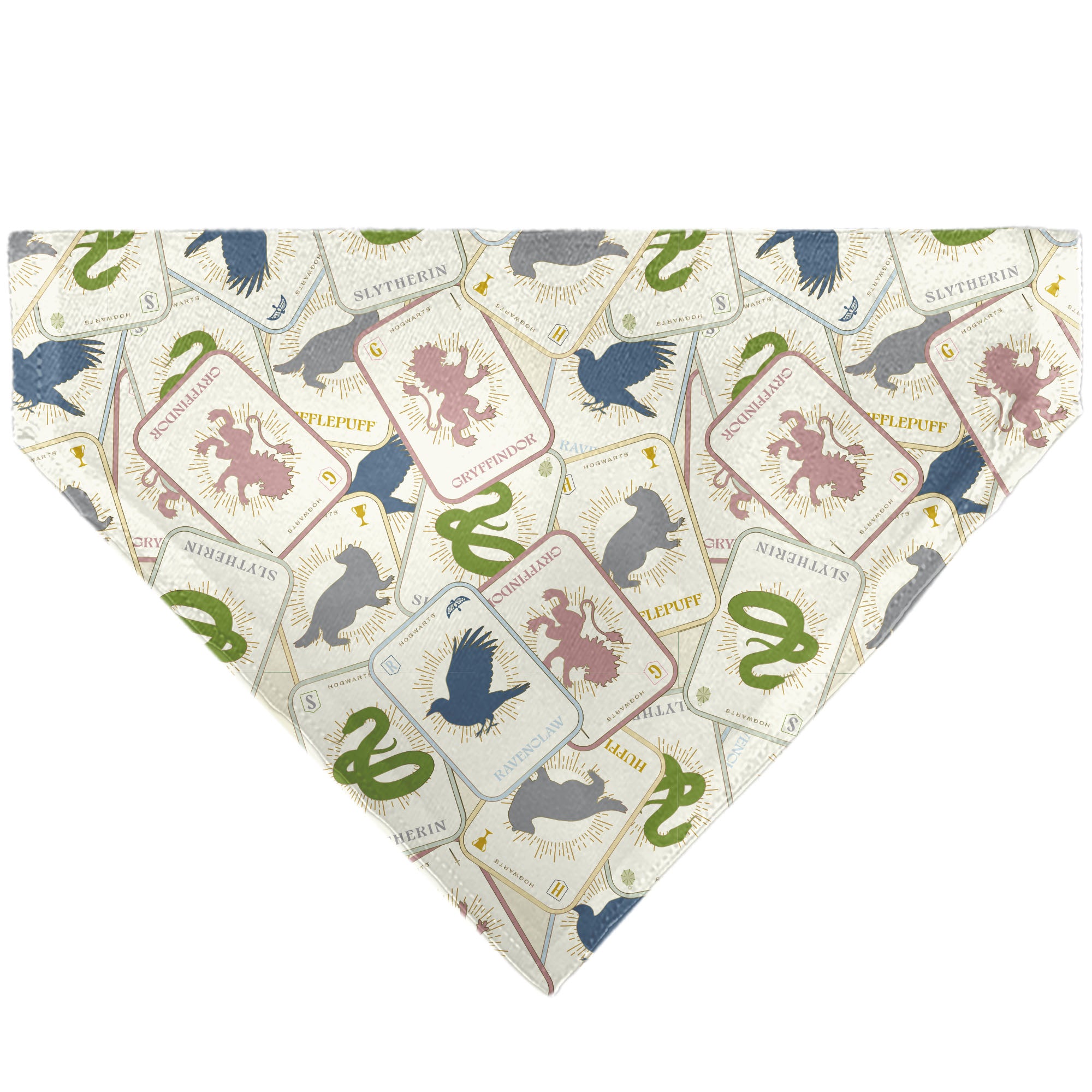 Pet Bandana - Harry Potter School Tarot Cards Stacked Beige/Multi Color Pet Bandanas Harry Potter