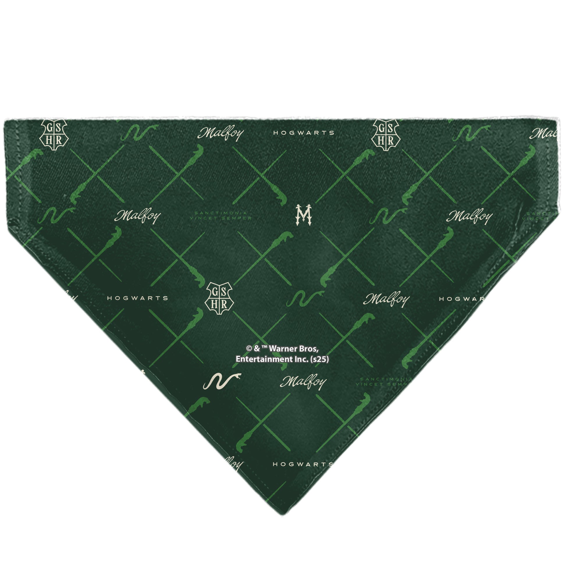Pet Bandana - HOGWARTS MALFOY Monogram Icons Greens/White Pet Bandanas Harry Potter