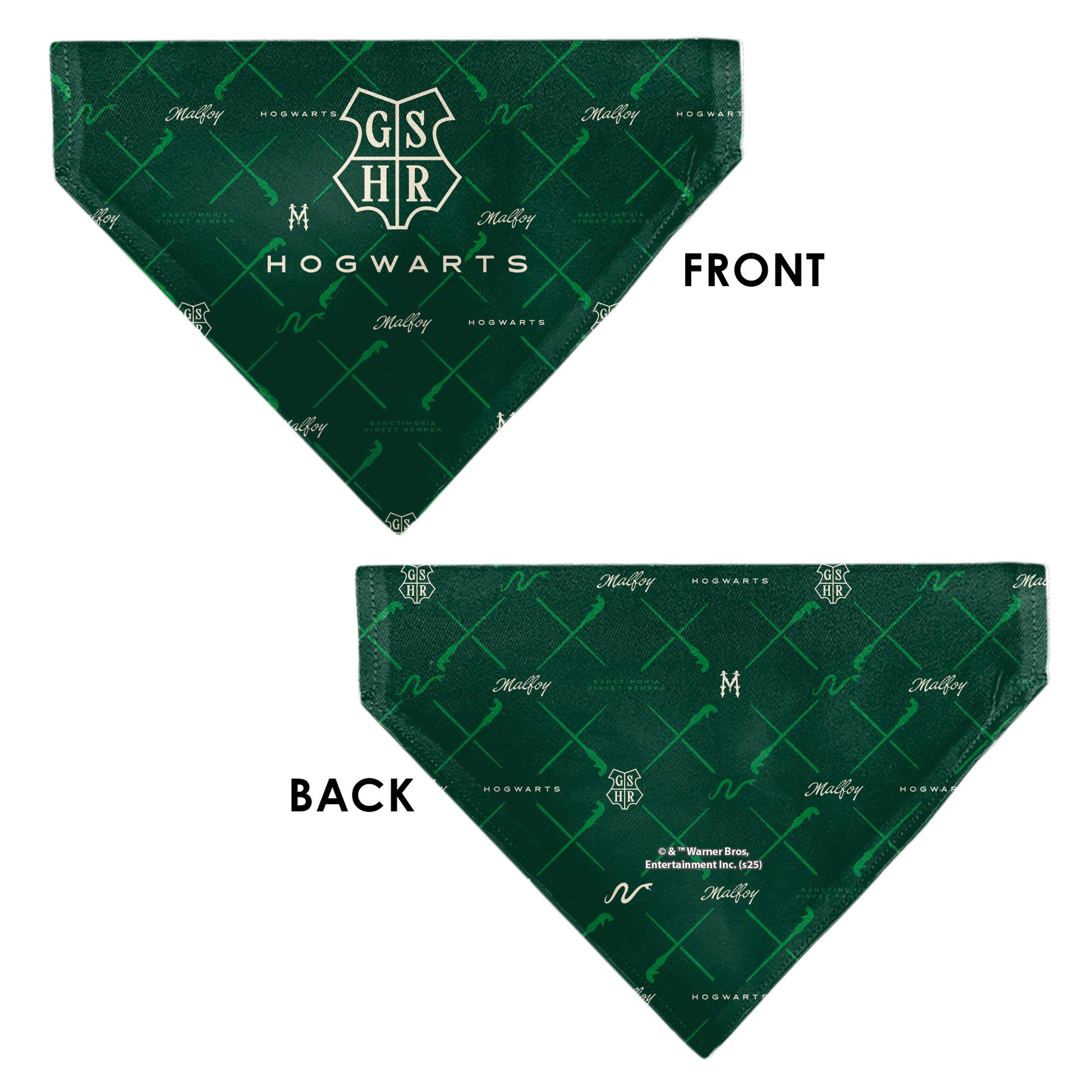 Pet Bandana - HOGWARTS MALFOY Monogram Icons Greens/White Pet Bandanas Harry Potter
