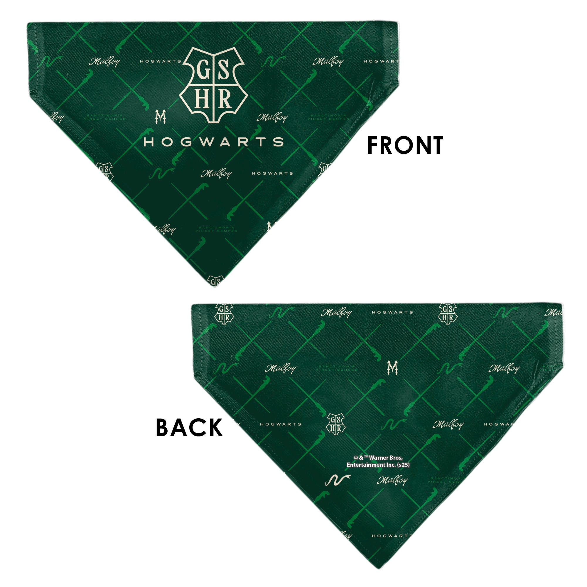 Pet Bandana - HOGWARTS MALFOY Monogram Icons Greens/White Pet Bandanas Harry Potter