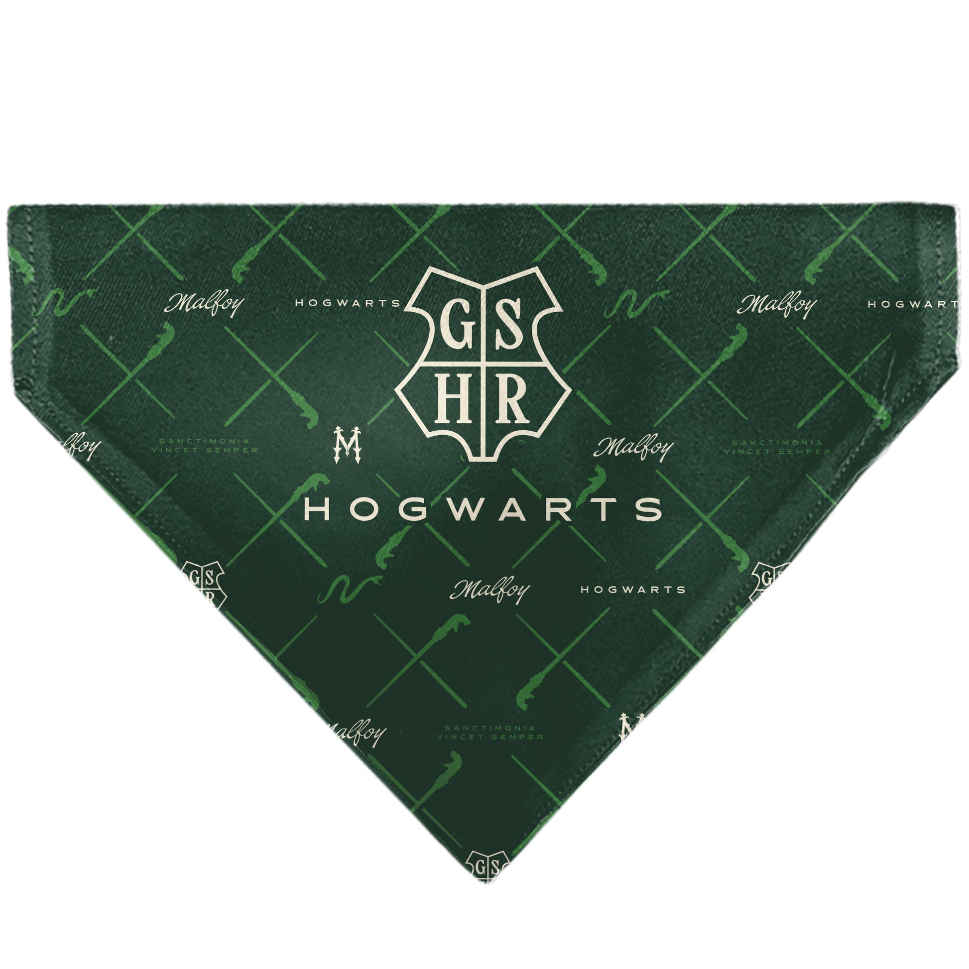 Pet Bandana - HOGWARTS MALFOY Monogram Icons Greens/White Pet Bandanas Harry Potter