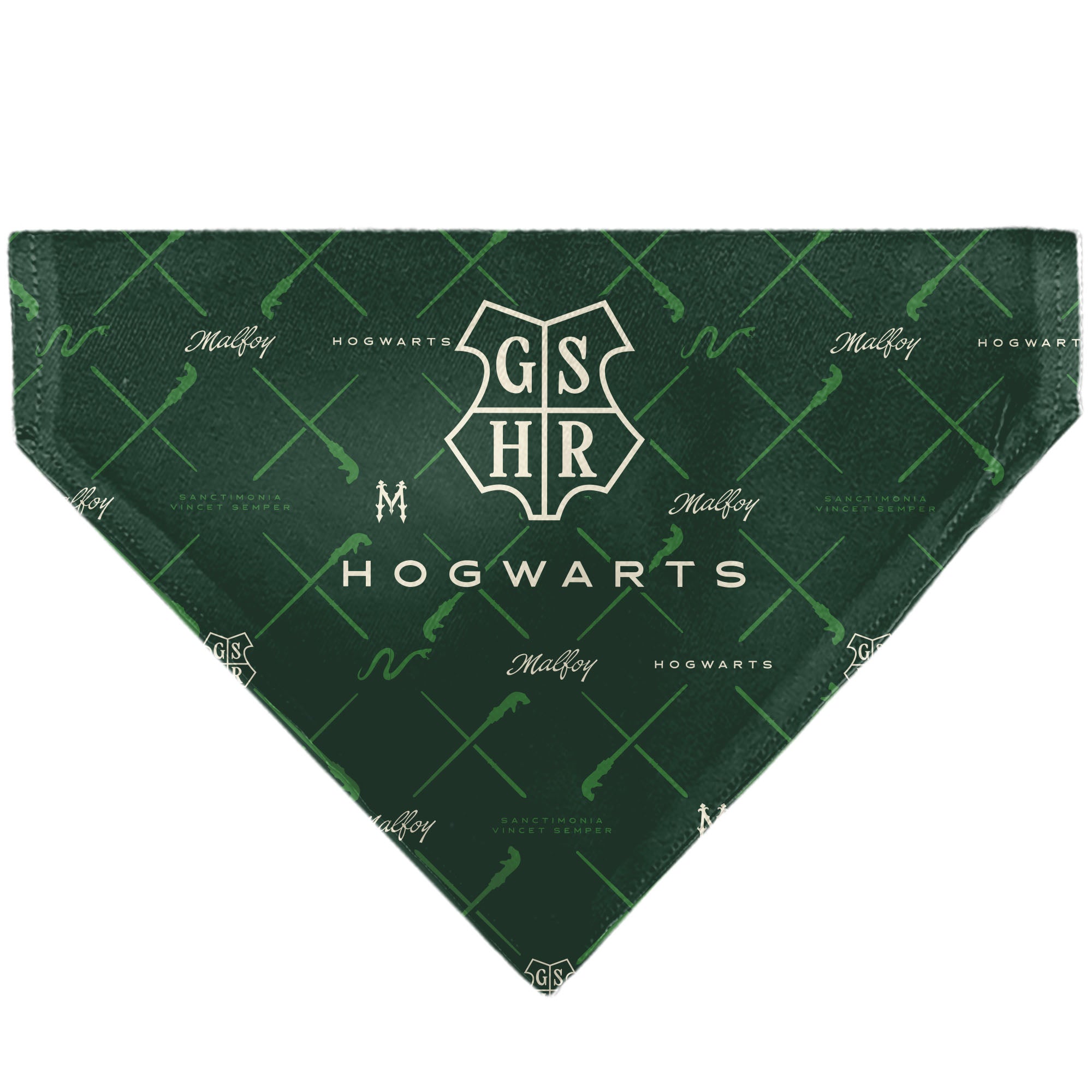 Pet Bandana - HOGWARTS MALFOY Monogram Icons Greens/White Pet Bandanas Harry Potter
