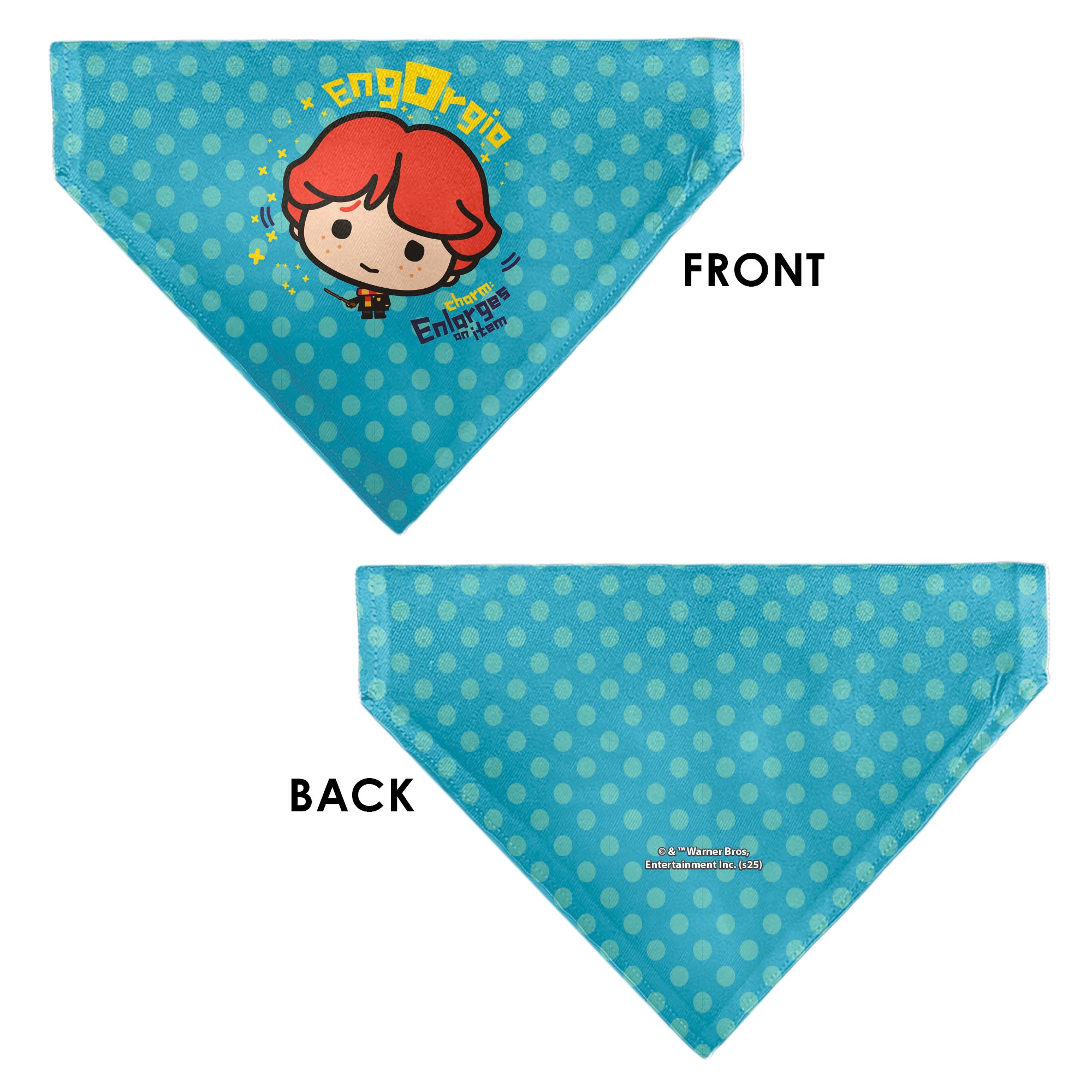 Pet Bandana - Chibi Harry Potter ENGORGIO CHARM Pose Polka Dot Blues Pet Bandanas Harry Potter
