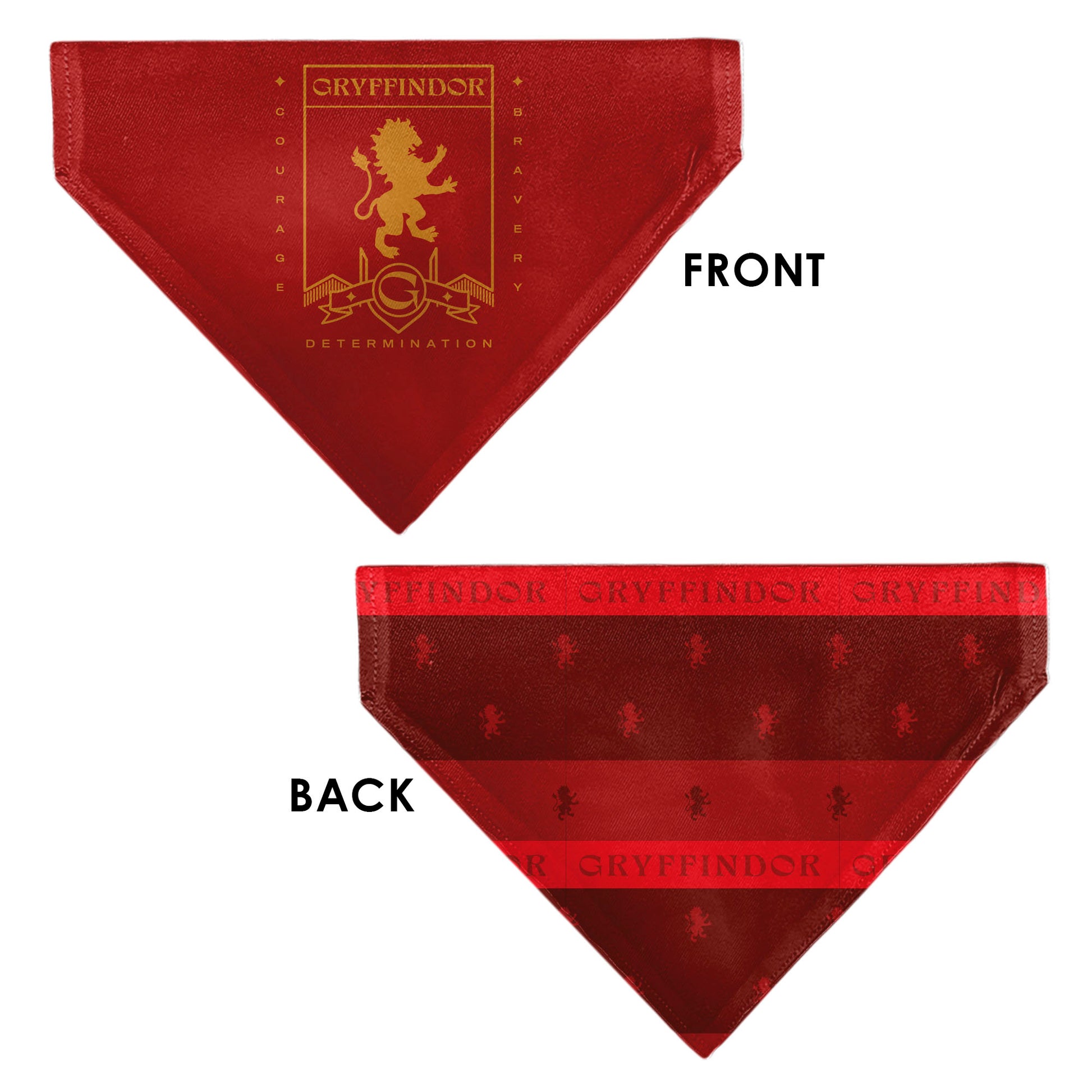 Pet Bandana - Harry Potter GRYFFINDOR Traits Banner and Icons Reds/Yellow Pet Bandanas Harry Potter