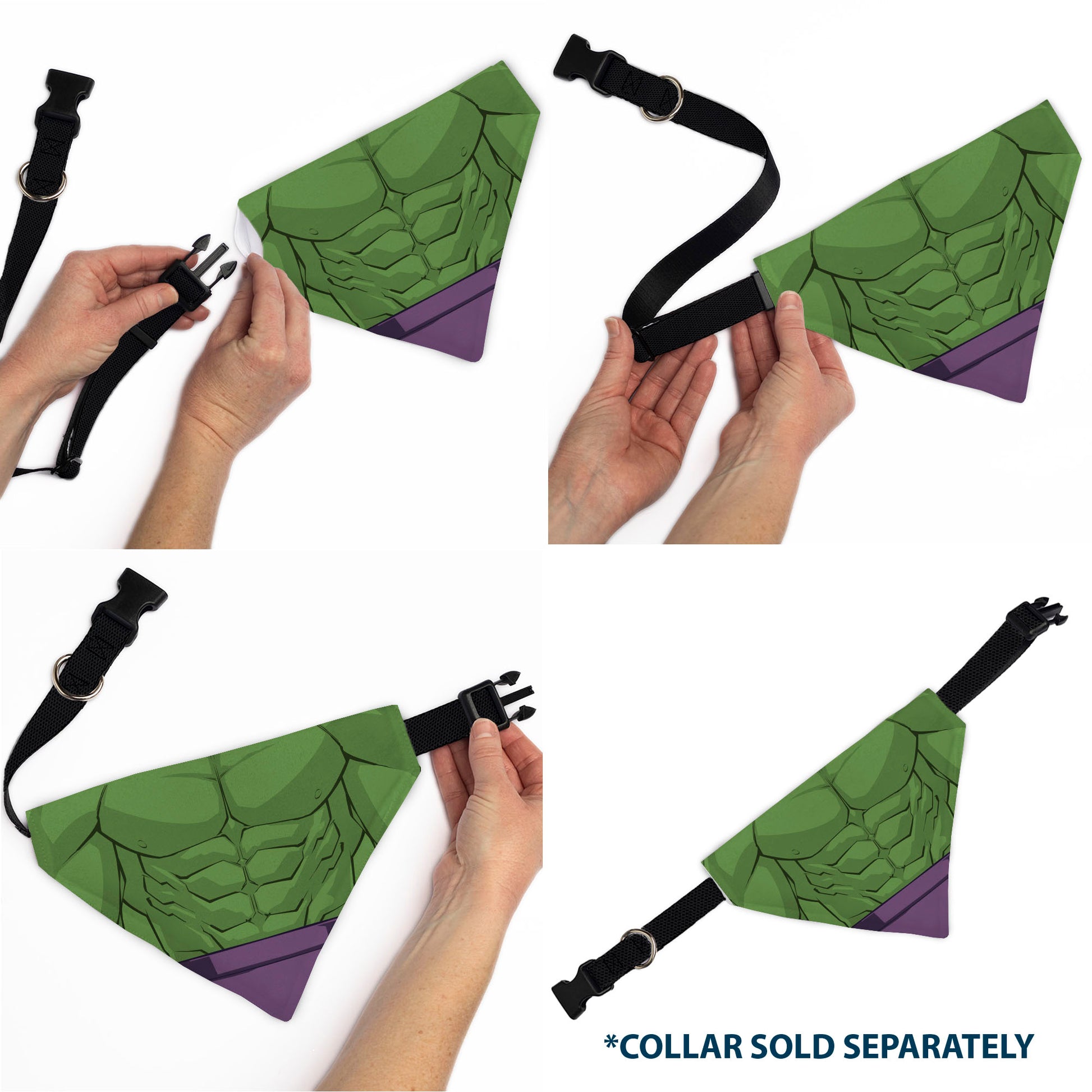 Pet Bandana - Hulk Chest Detail Green/Purple Pet Bandanas Marvel Comics