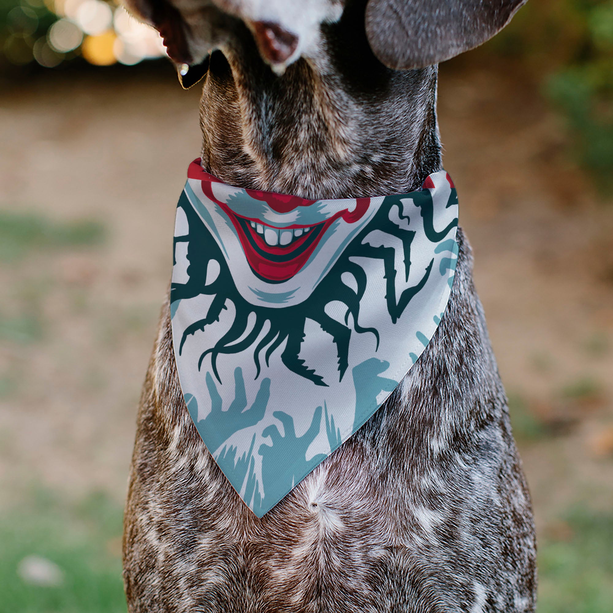 Pet Bandana - IT Pennywise Smile and Balloons White/Blues/Reds Pet Bandanas IT