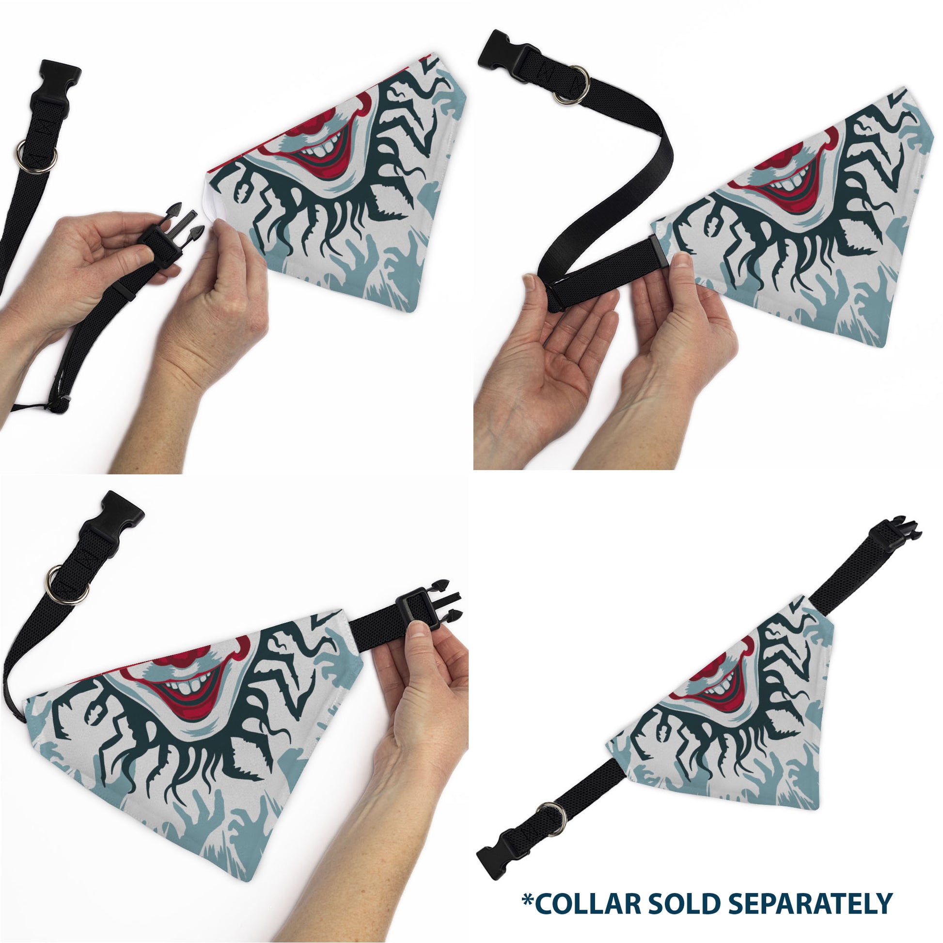 Pet Bandana - IT Pennywise Smile and Balloons White/Blues/Reds Pet Bandanas IT