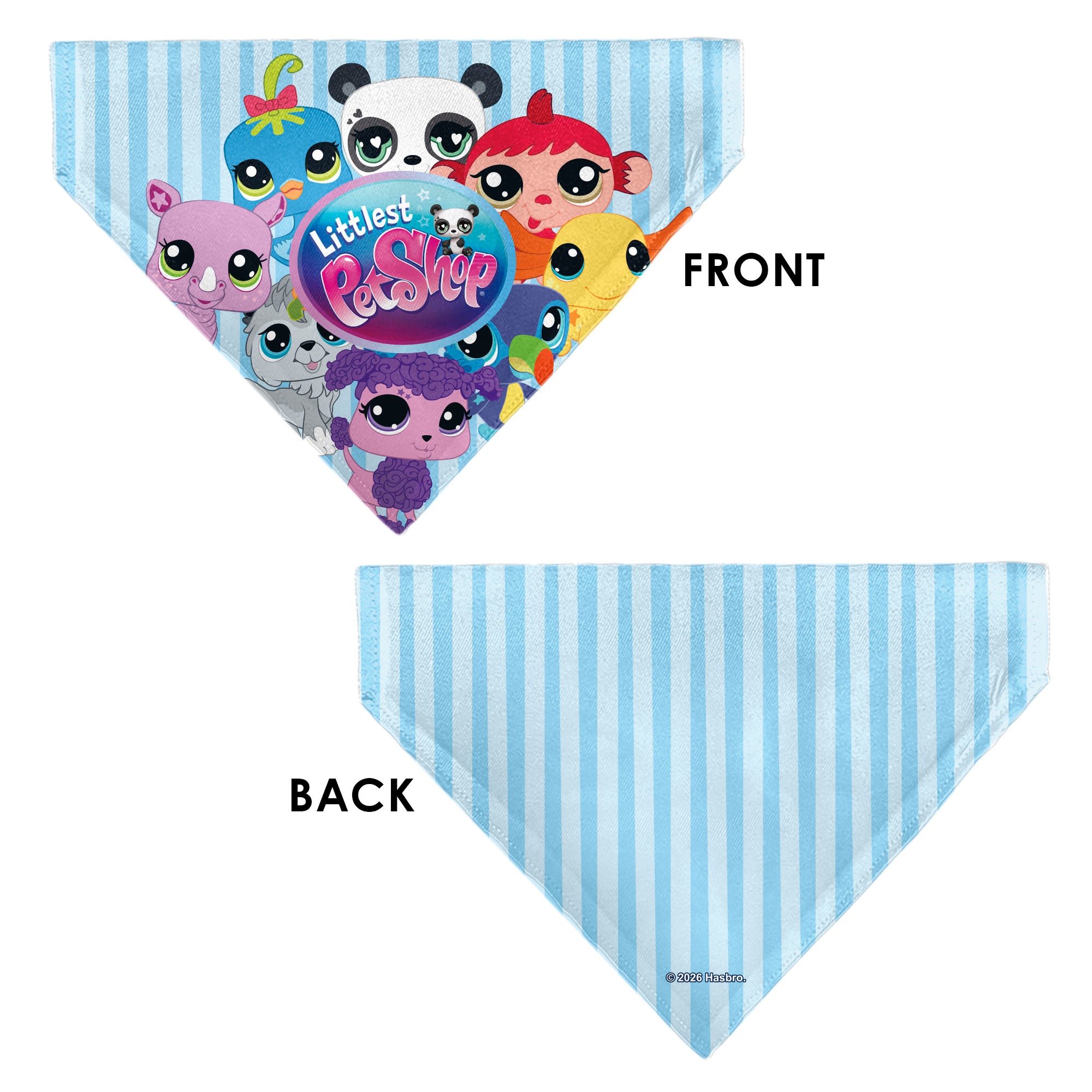 Pet Bandana - LITTLEST PET SHOP Animal Poses and Title Logo Stripe Blues Pet Bandanas Littlest Pet Shop
