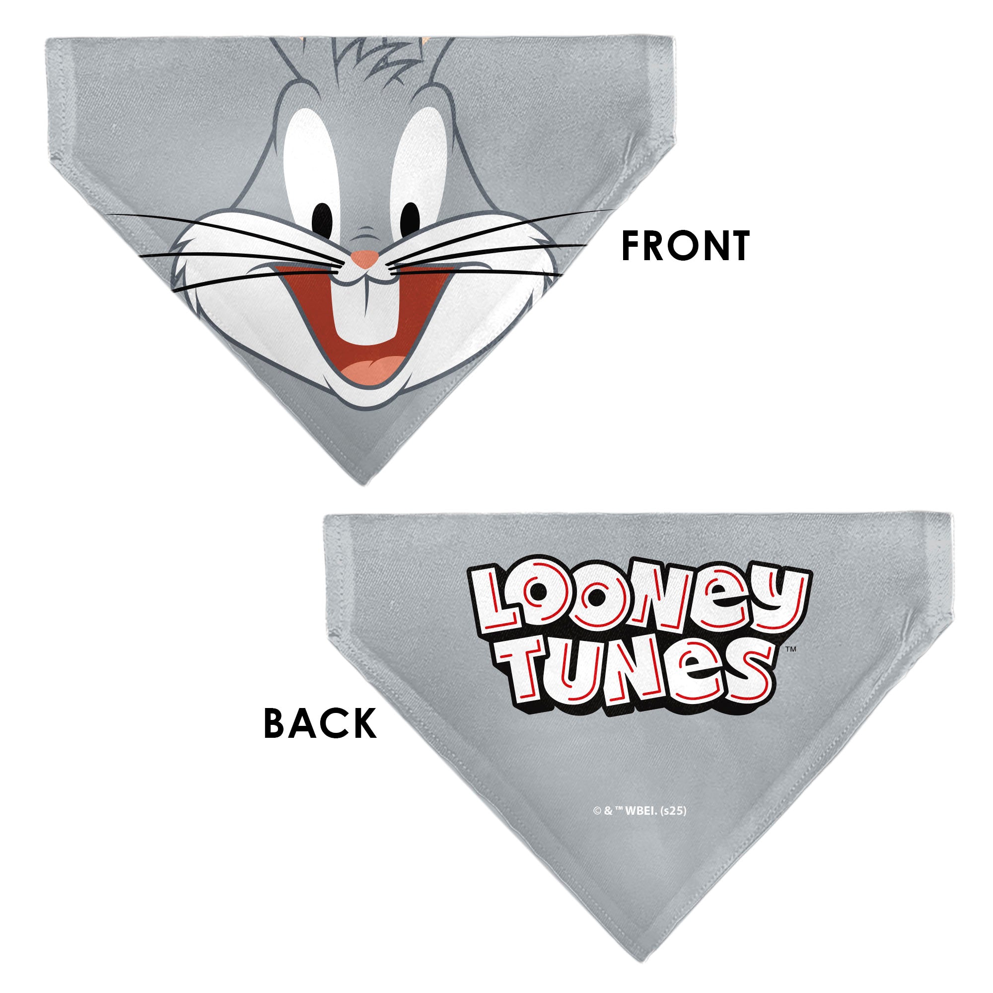 Pet Bandana - LOONEY TUNES Bugs Bunny Face Close-Up Gray