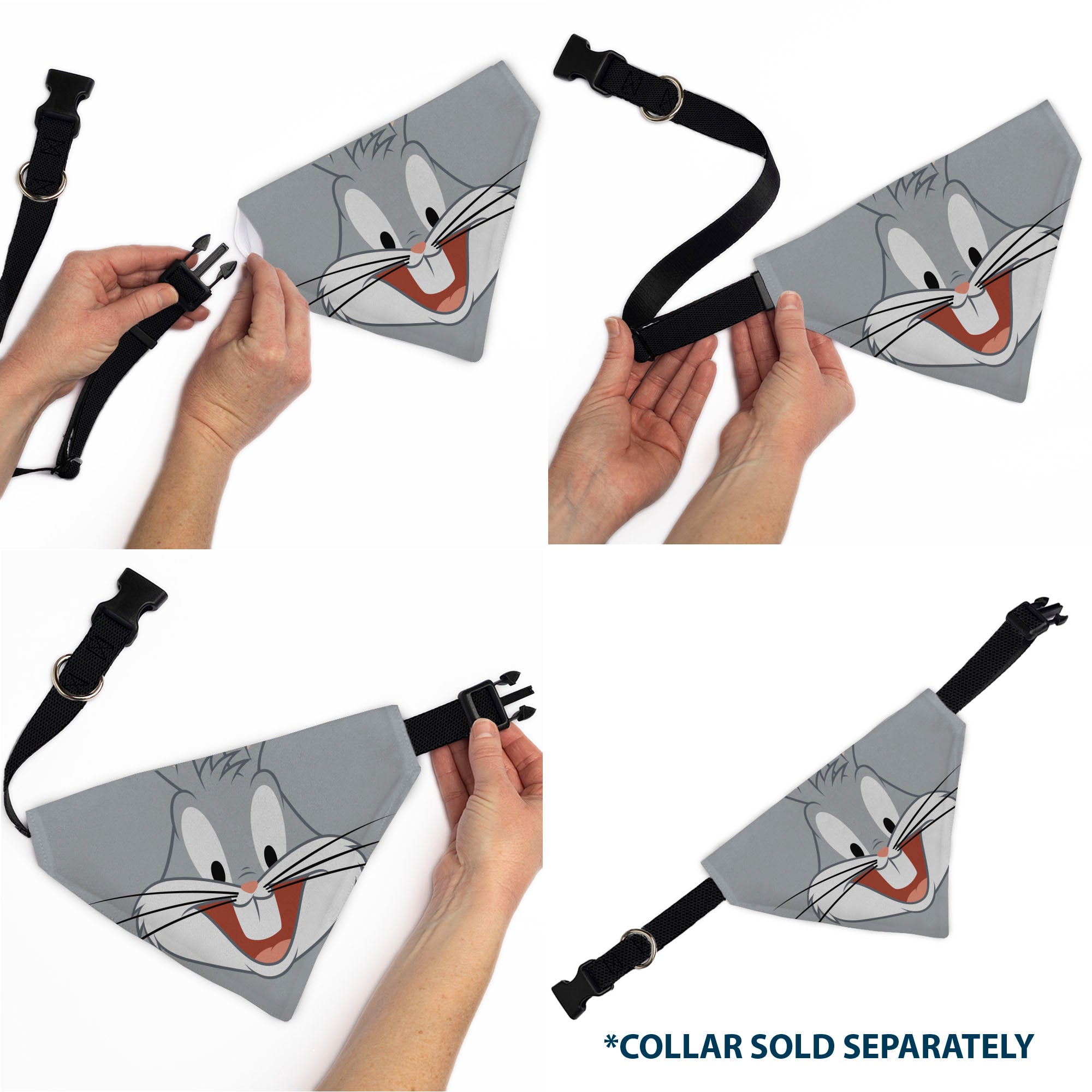 Pet Bandana - LOONEY TUNES Bugs Bunny Face Close-Up Gray