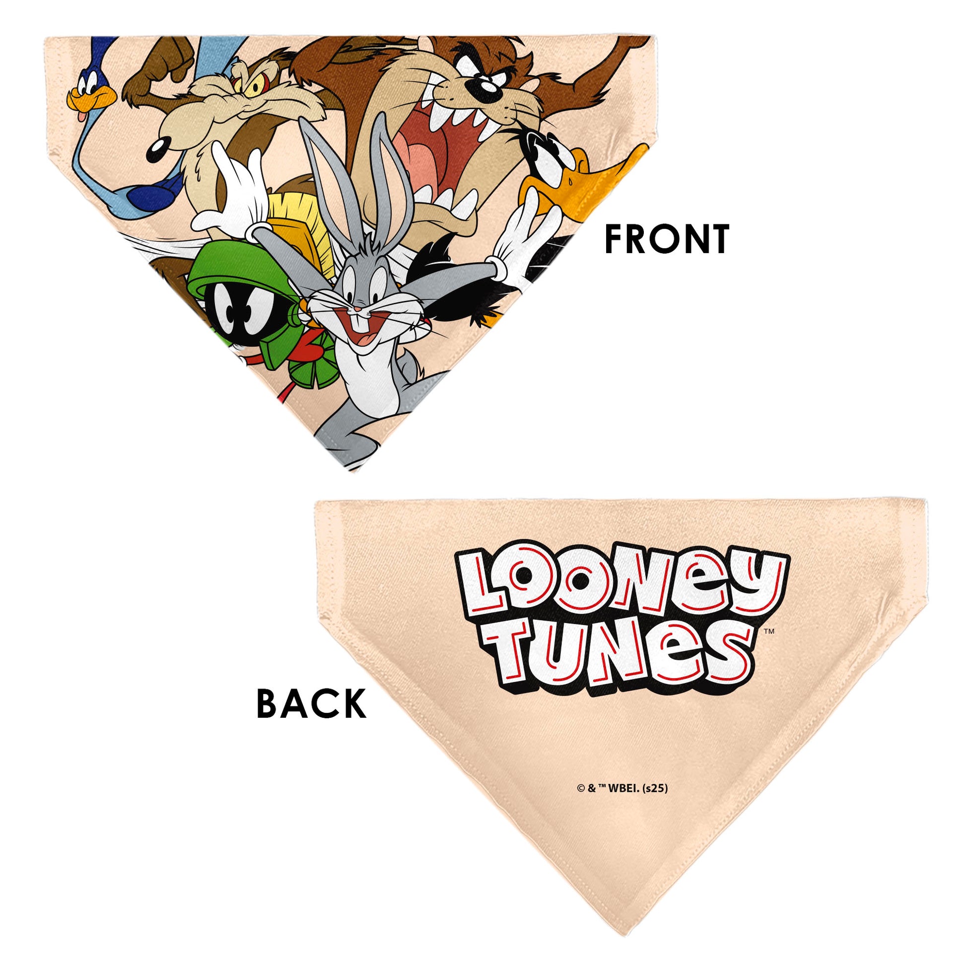 Pet Bandana - LOONEY TUNES Six Character Stack Pose Beige Pet Bandanas Looney Tunes