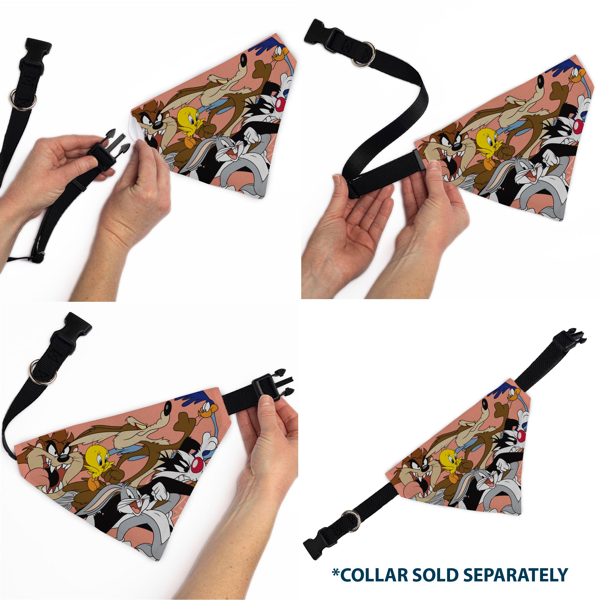 Pet Bandana - LOONEY TUNES Six Character Running Pose Pink