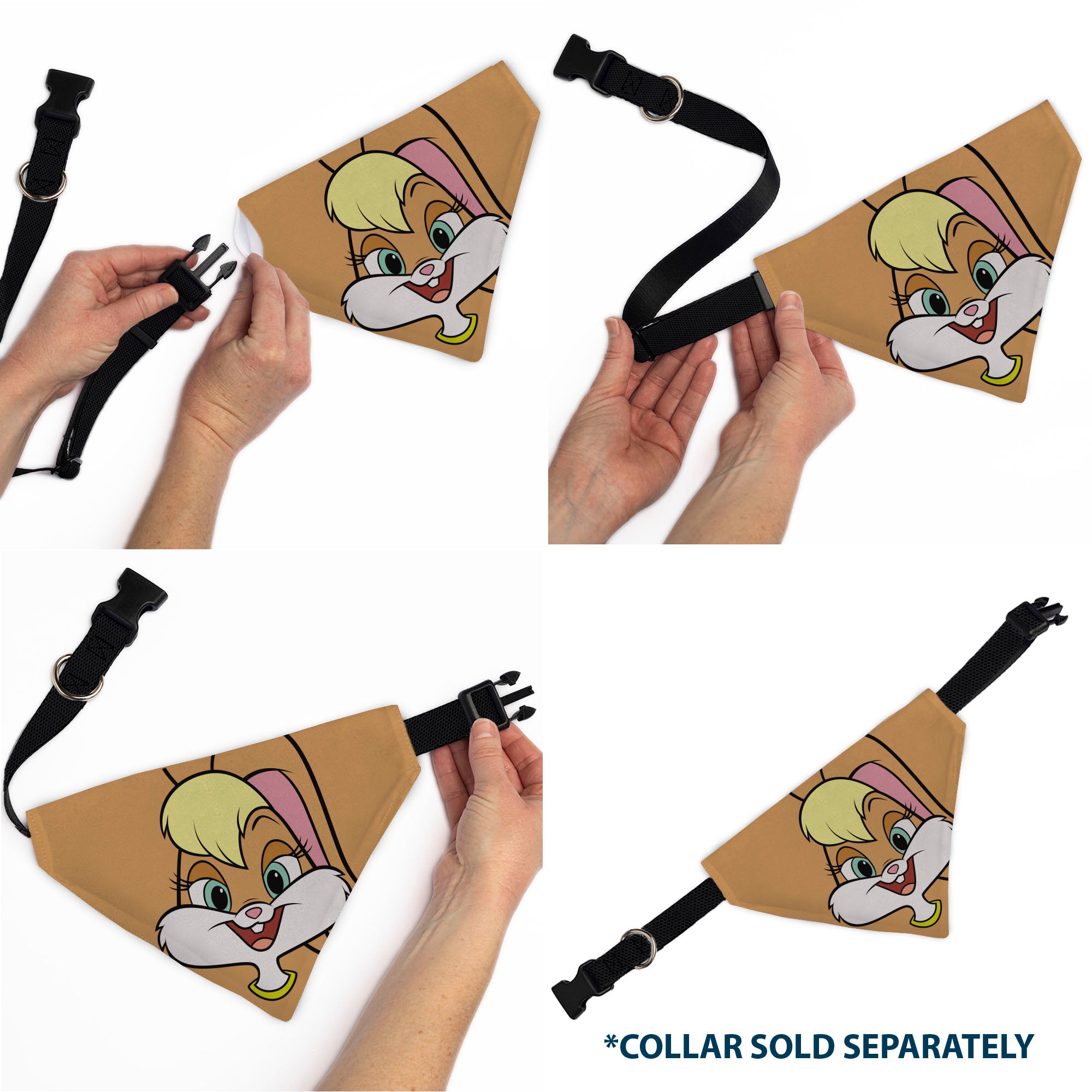 Pet Bandana - LOONEY TUNES Lola Bunny Face Close-Up Peach
