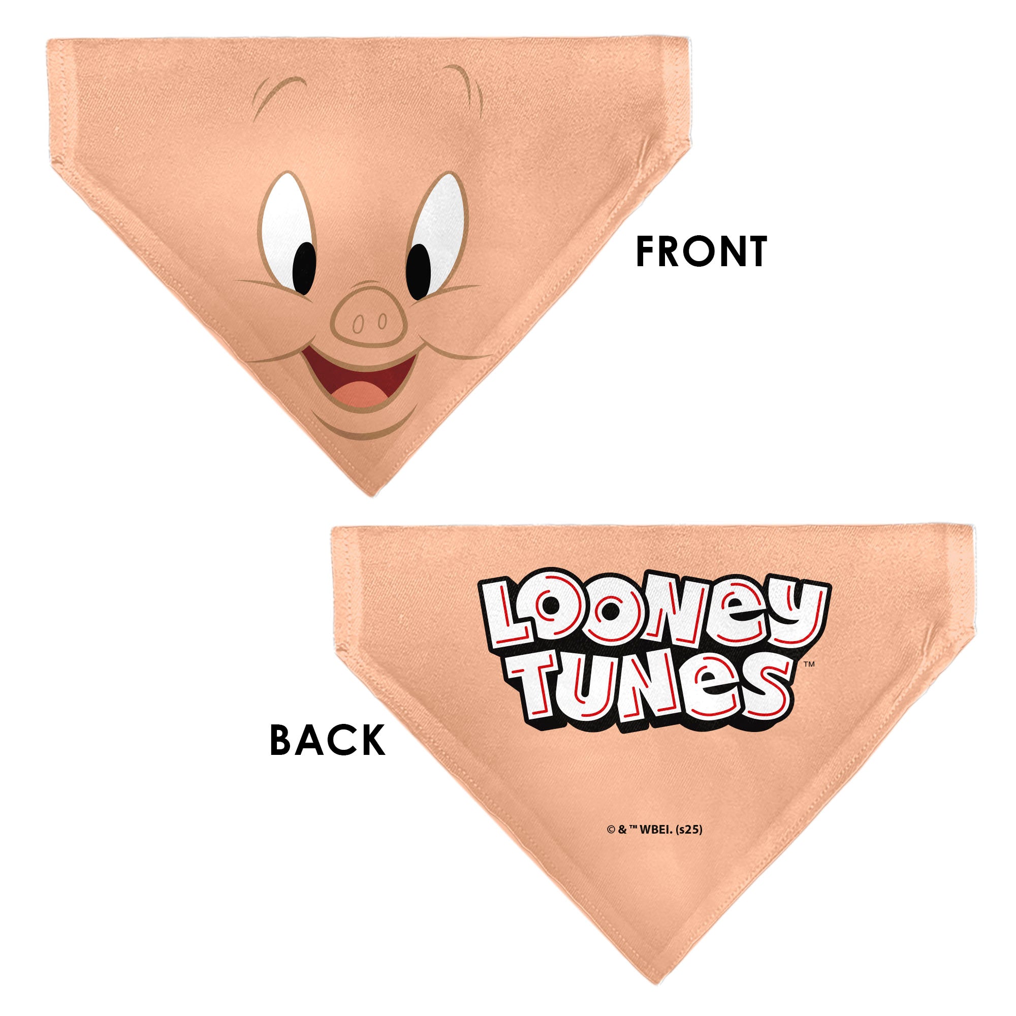 Pet Bandana - LOONEY TUNES Porky Pig Face Close-Up Peach