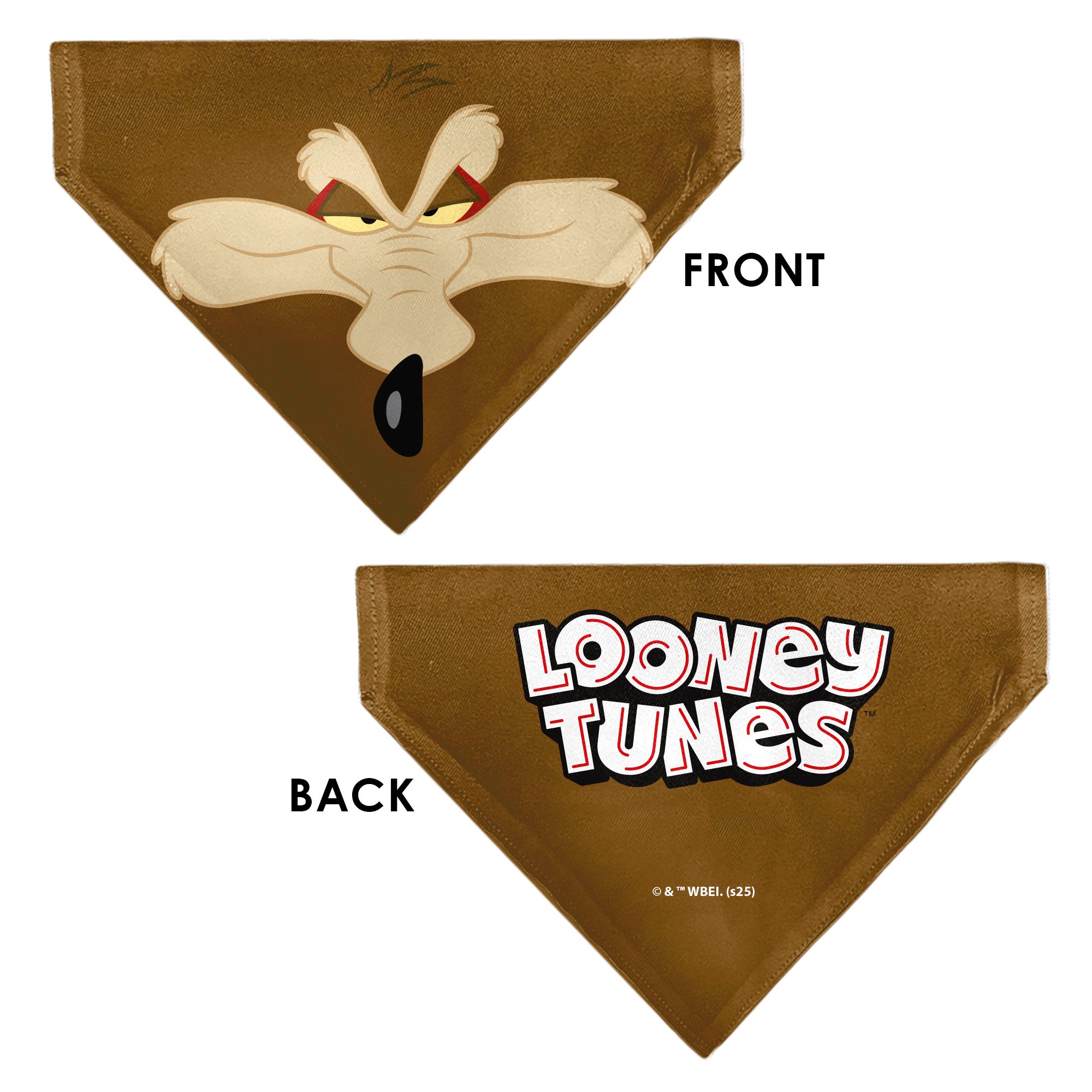 Pet Bandana - LOONEY TUNES Wile E. Coyote Face Close-Up Brown