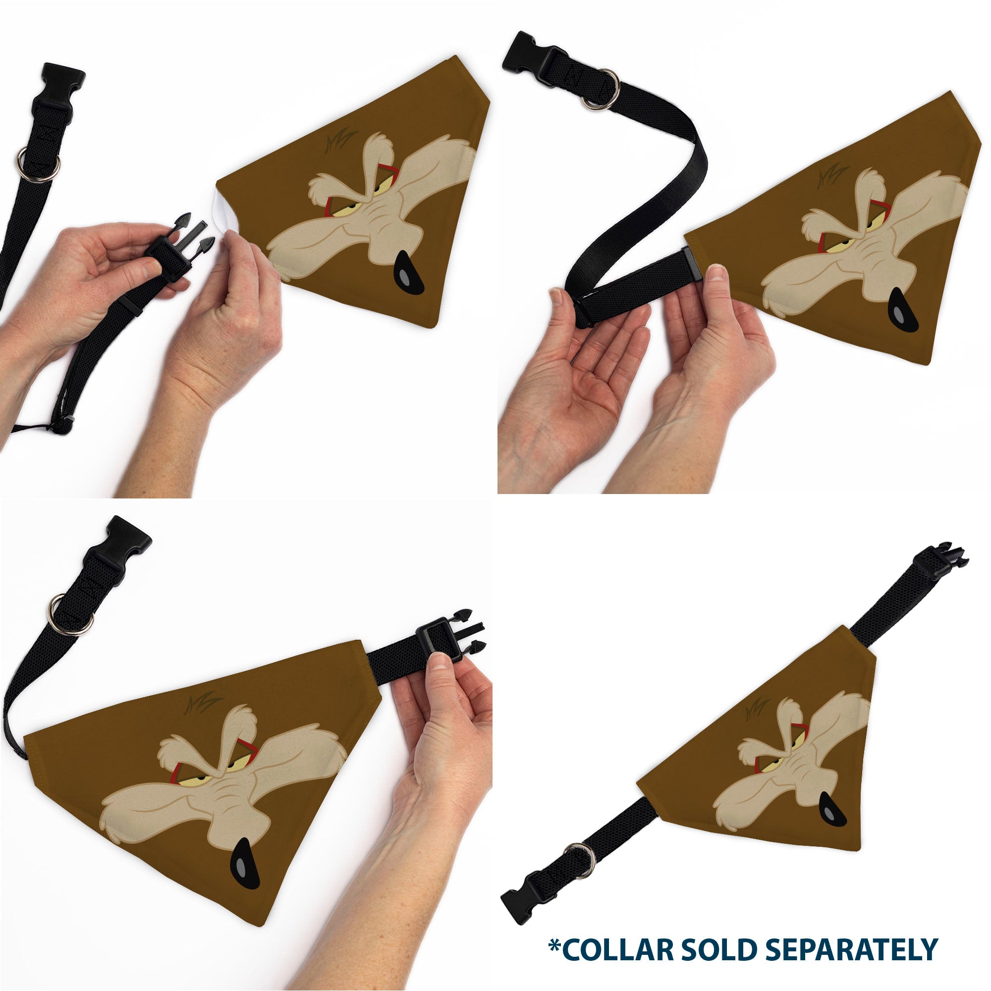 Pet Bandana - LOONEY TUNES Wile E. Coyote Face Close-Up Brown