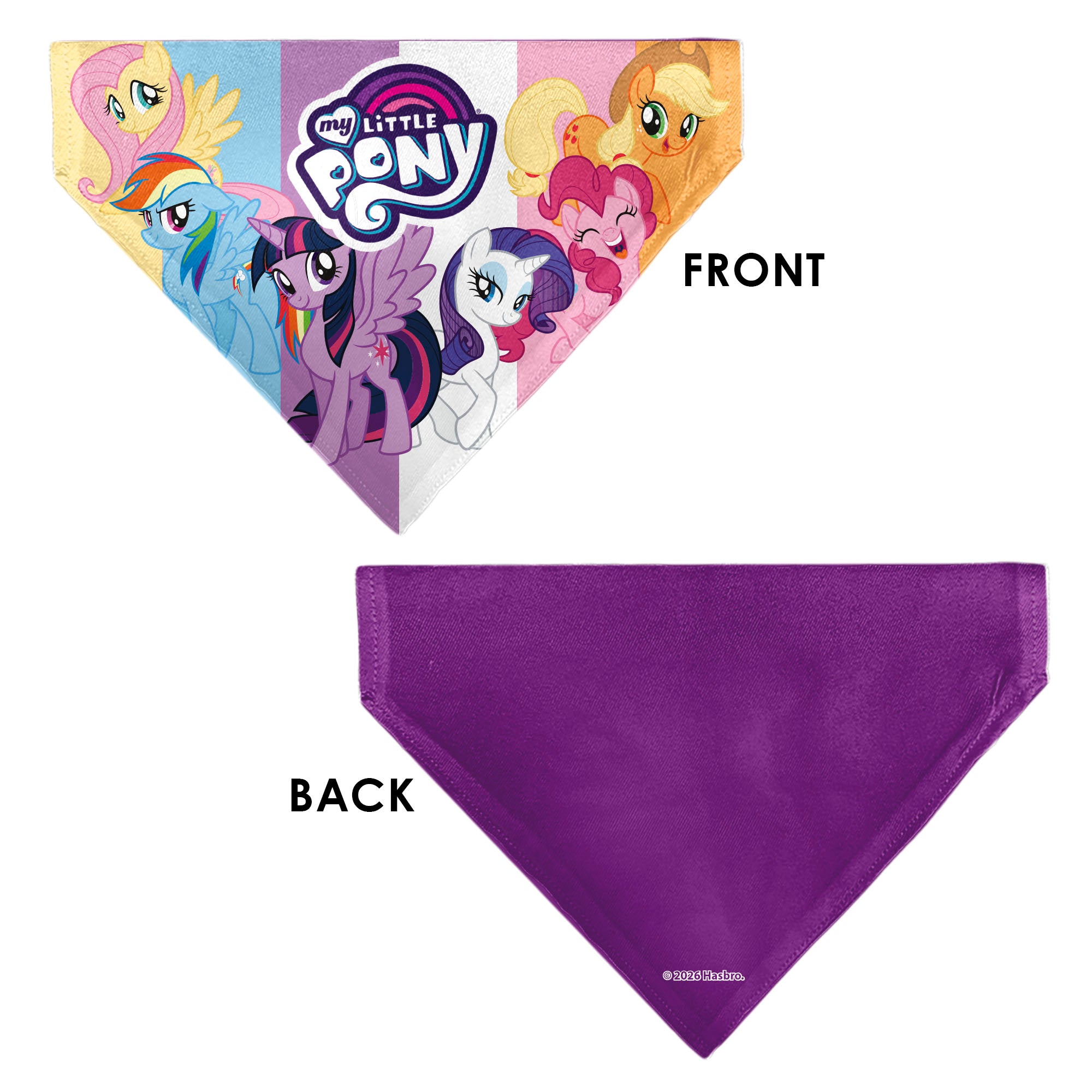 Pet Bandana - MY LITTLE PONY Mane Six Pony Poses and Title Logo Multi Color Pet Bandanas My Little Pony