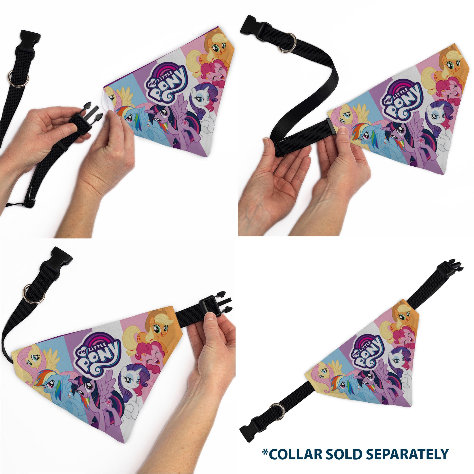Pet Bandana - MY LITTLE PONY Mane Six Pony Poses and Title Logo Multi Color Pet Bandanas My Little Pony