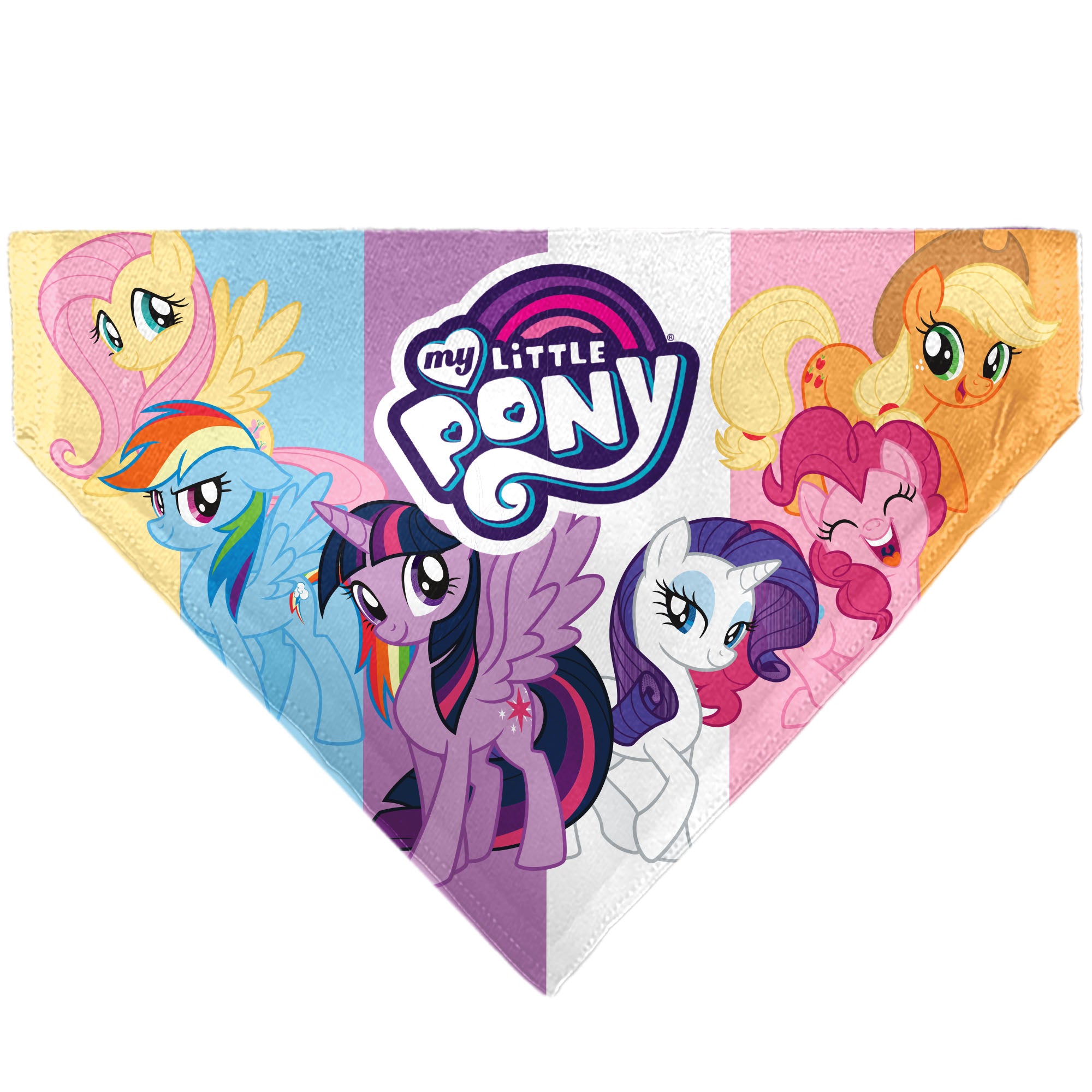 Pet Bandana - MY LITTLE PONY Mane Six Pony Poses and Title Logo Multi Color Pet Bandanas My Little Pony