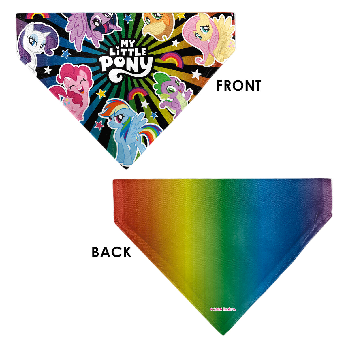 Pet Bandana - MY LITTLE PONY Mane Six and Spike Sunburst Black/Multi Color Pet Bandanas My Little Pony