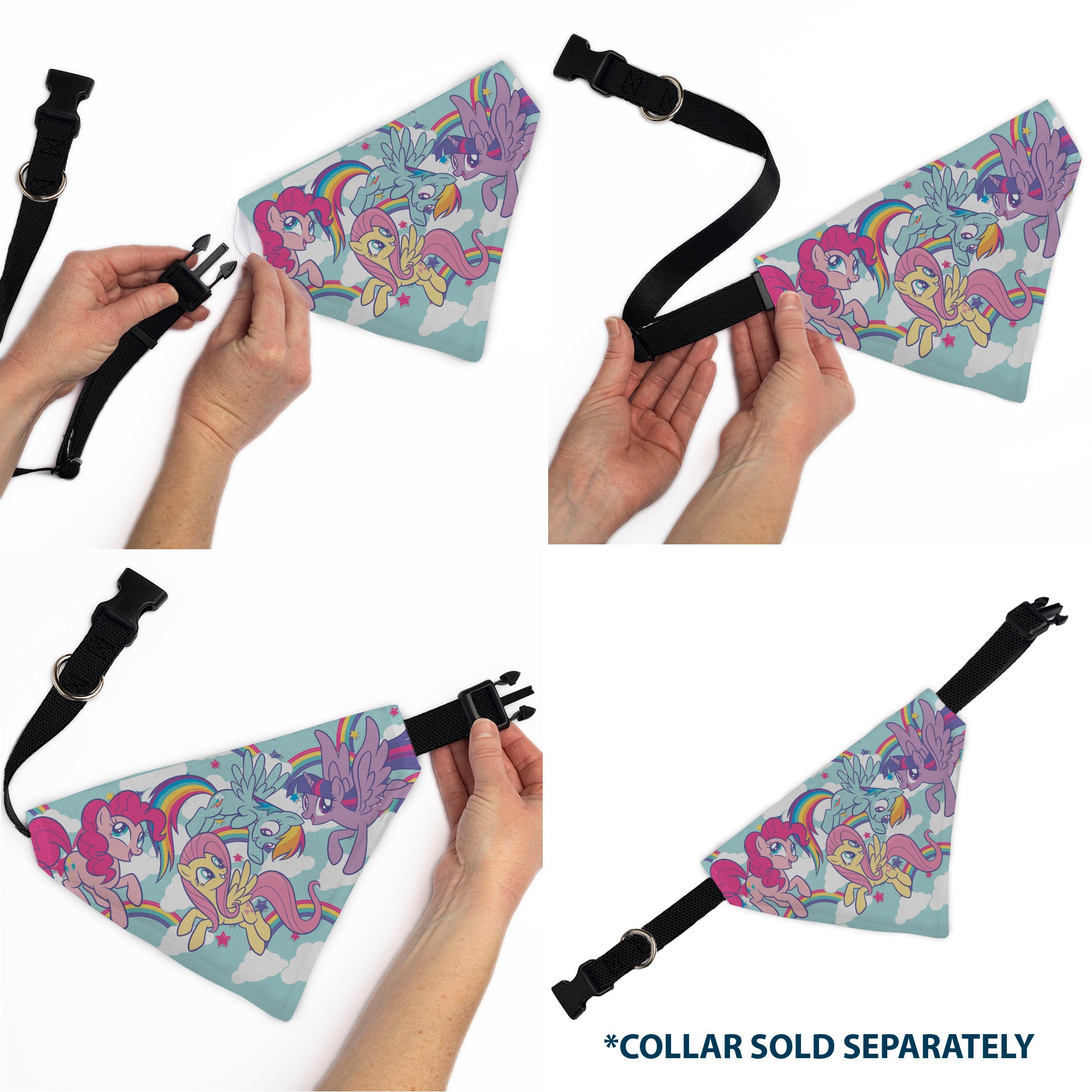 Pet Bandana - My Little Pony Four Ponies and Rainbows Multi Pastel Pet Bandanas My Little Pony