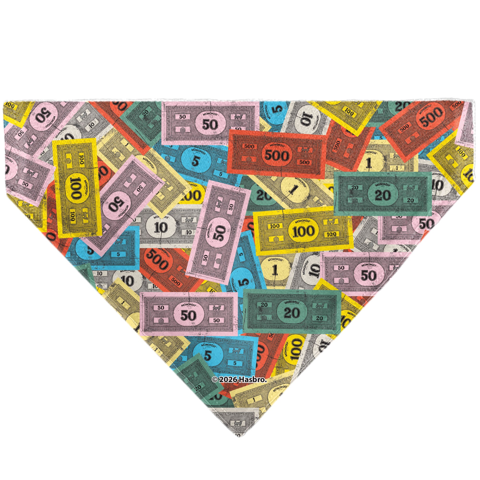 Pet Bandana - Mr. Monopoly Poses Play Money Stacked Multi Color Pet Bandanas Monopoly