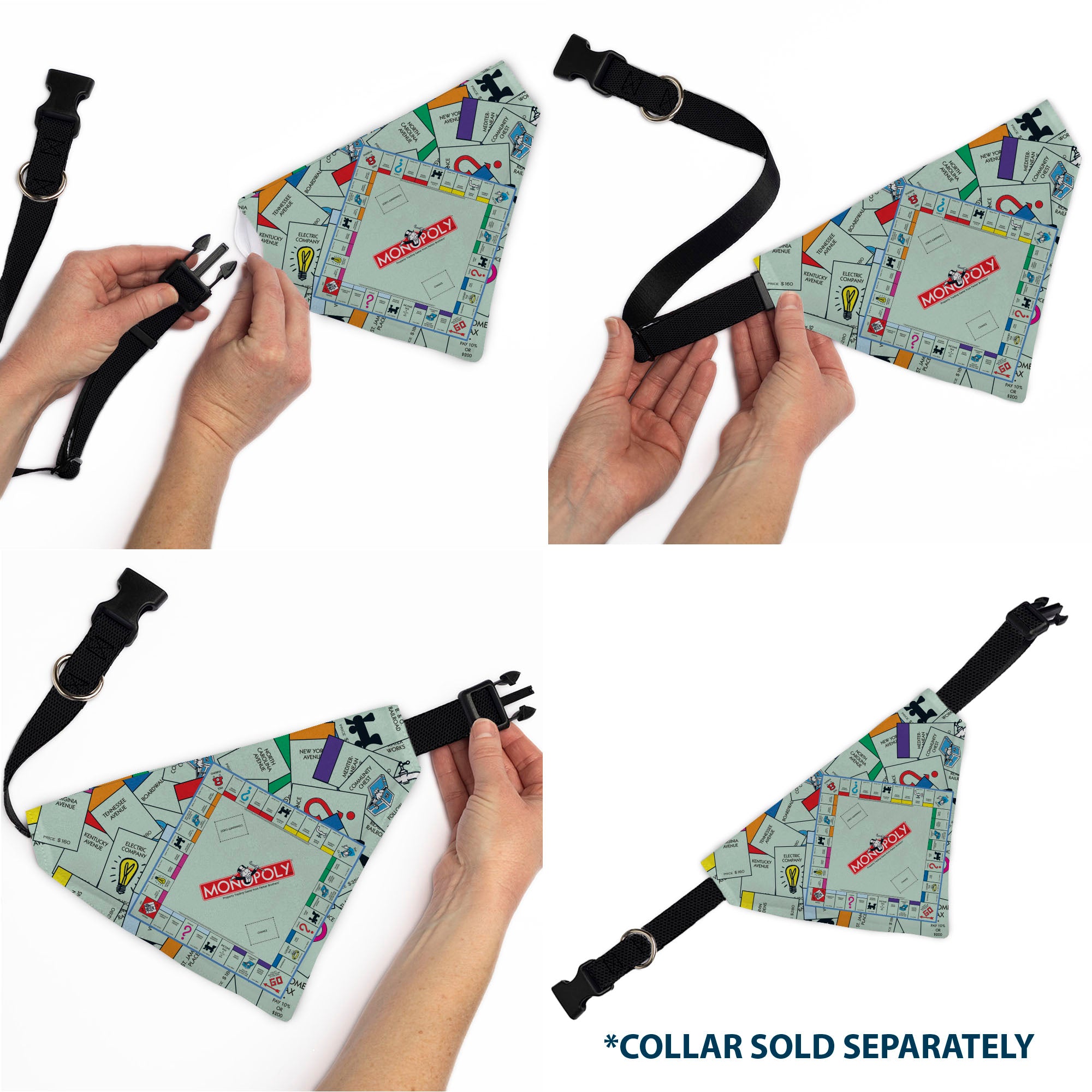 Pet Bandana - Monopoly Game Board and Space Icons Stacked Pet Bandanas Monopoly