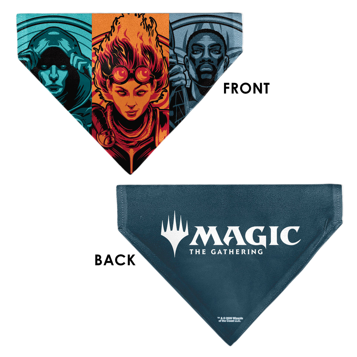 Pet Bandana - Magic the Gathering Three Planeswalker Pose Blocks Blues/Oranges Pet Bandanas Magic the Gathering