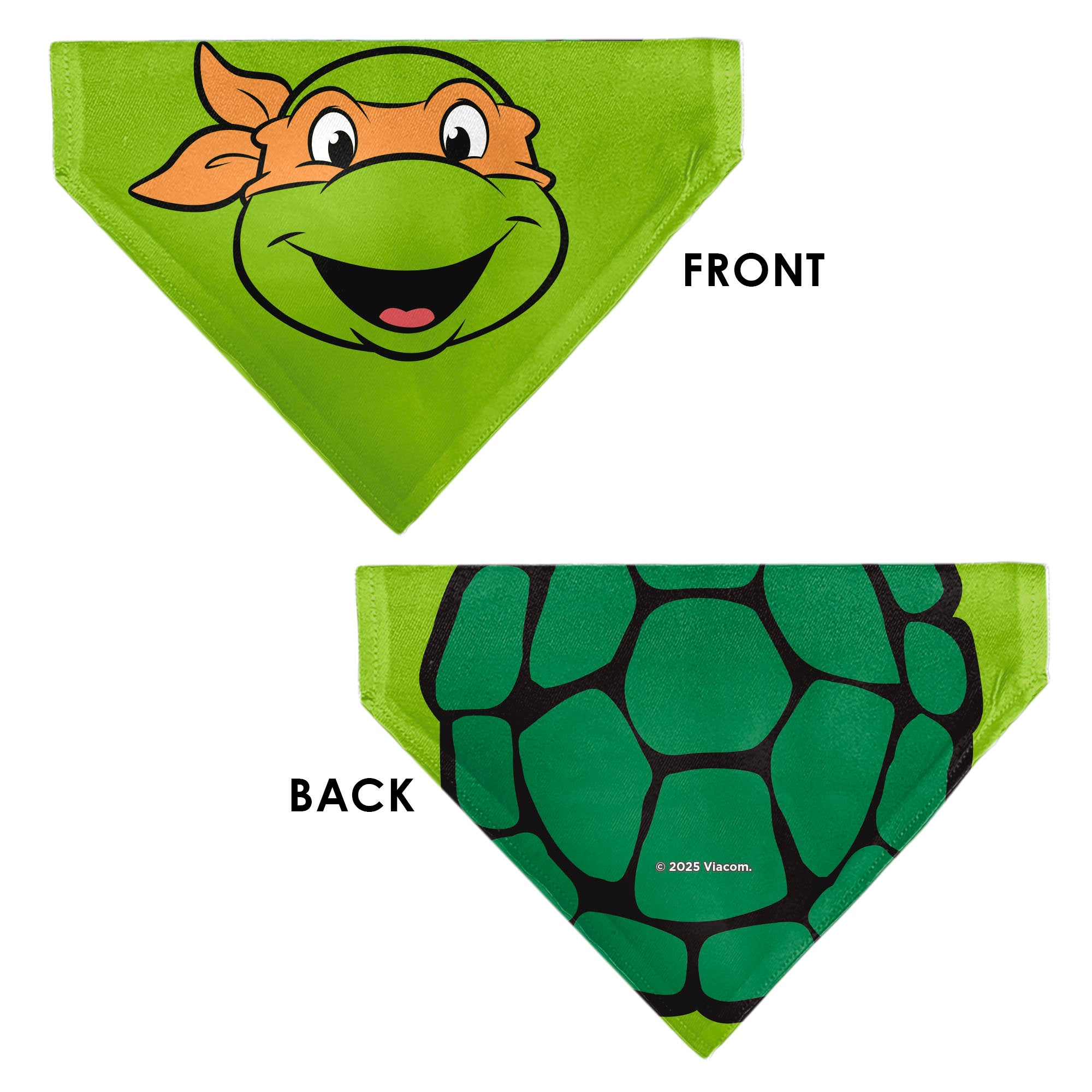 Pet Bandana - Ninja Turtles Michaelangelo Face and Turtle Shell Character Close-Up Green Pet Bandanas Teenage Mutant Ninja Turtles