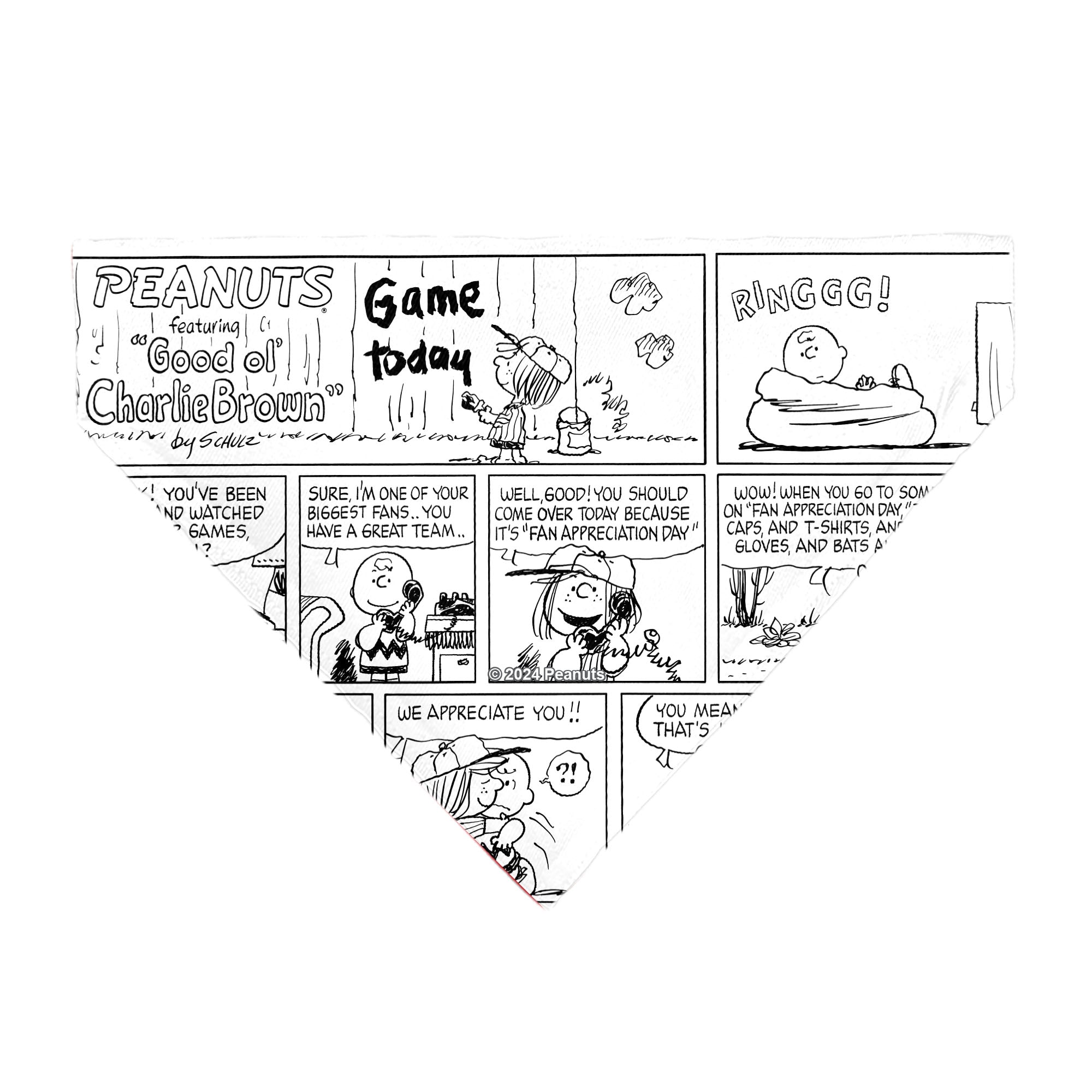 Pet Bandana - PEANUTS Good Ol Charlie Brown Comic Scene Blocks White/Black Pet Bandanas Peanuts