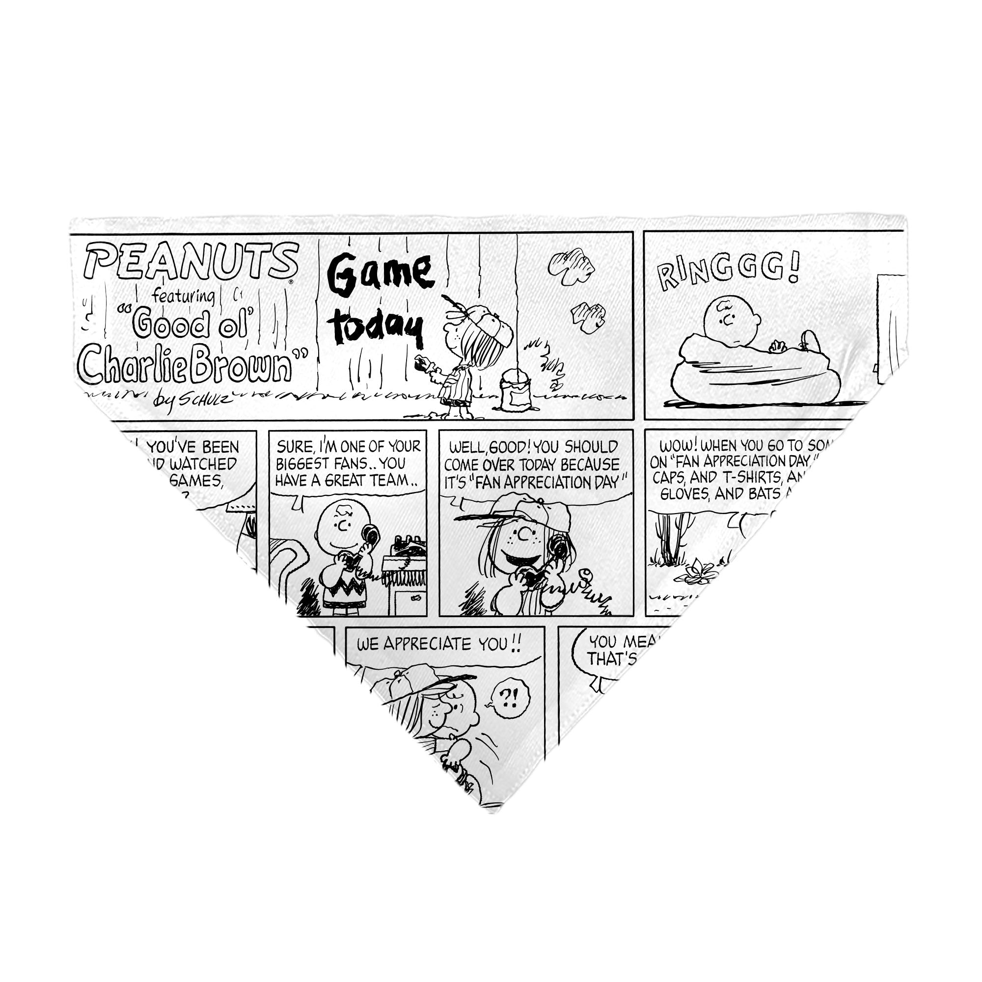 Pet Bandana - PEANUTS Good Ol Charlie Brown Comic Scene Blocks White/Black Pet Bandanas Peanuts