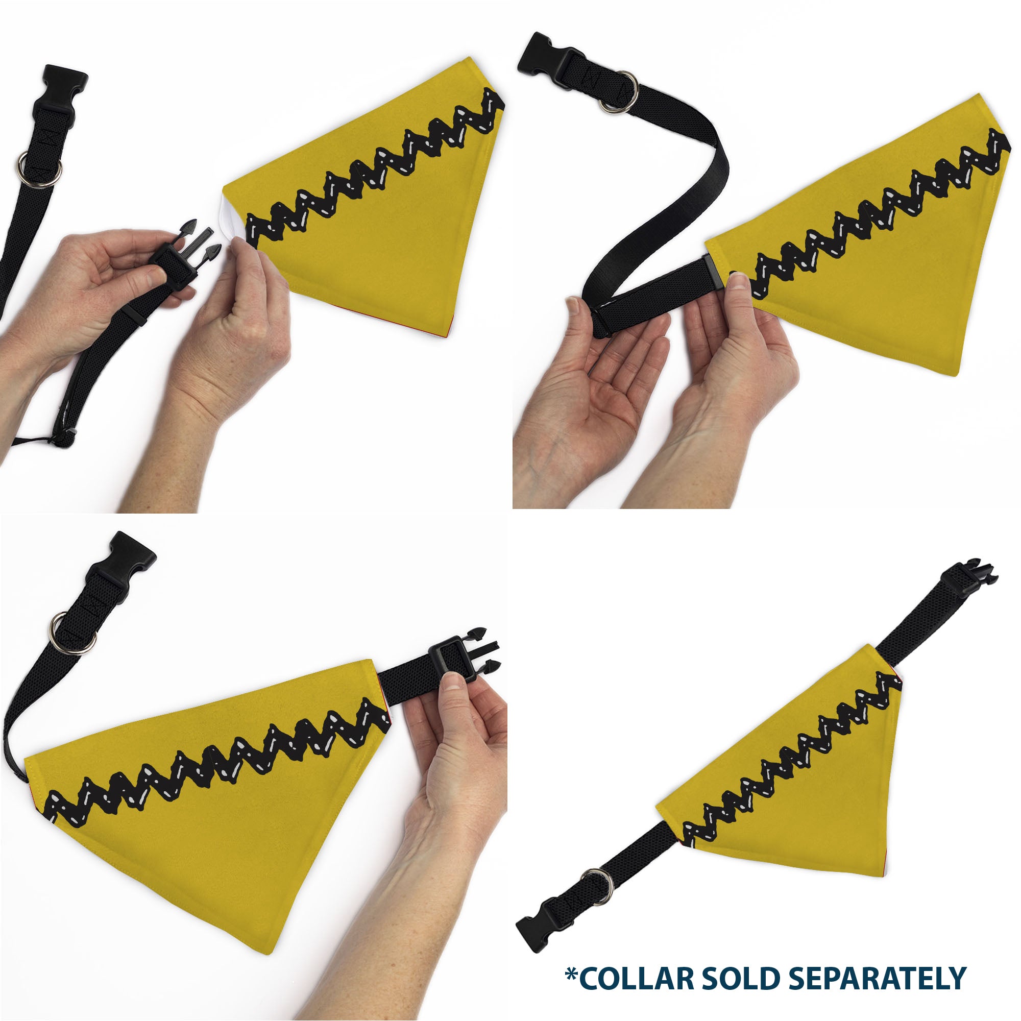 Pet Bandana - Peanuts Charlie Brown Zig Zag Stripe Yellow/Black Pet Bandanas Peanuts