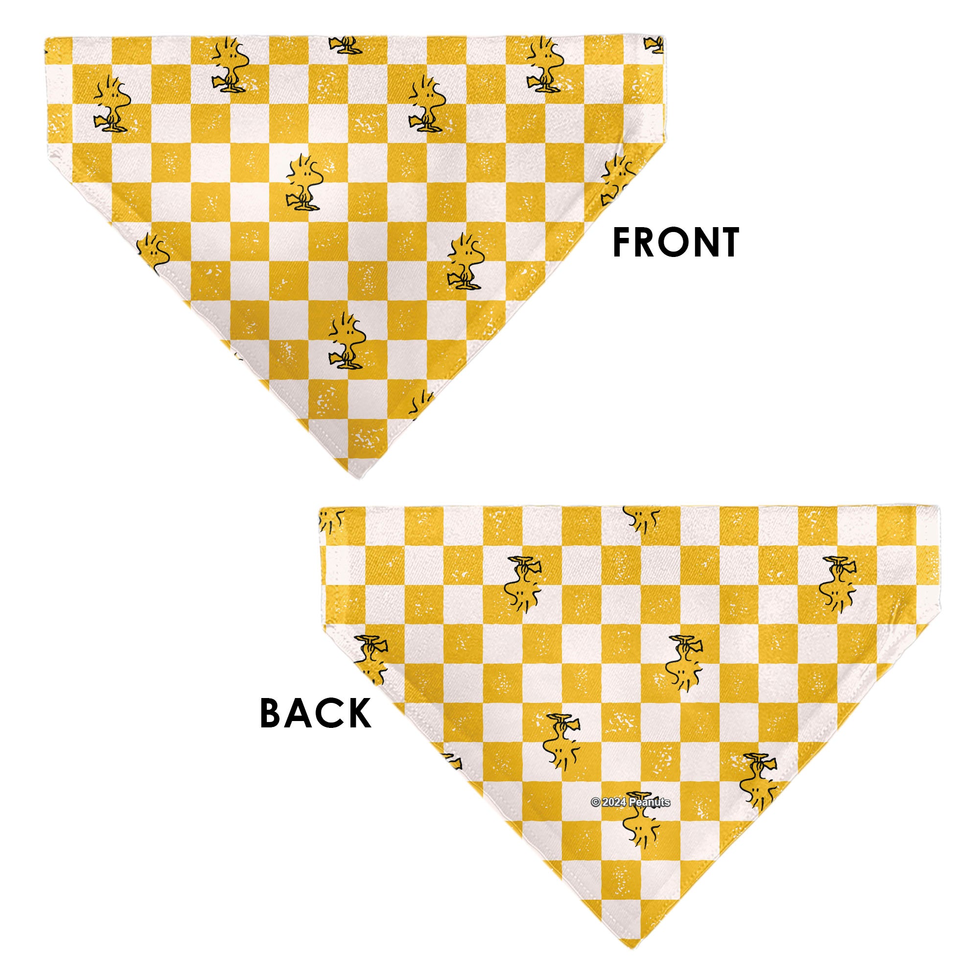 Pet Bandana - Peanuts Woodstock Pose Checker Yellow/White Pet Bandanas Peanuts