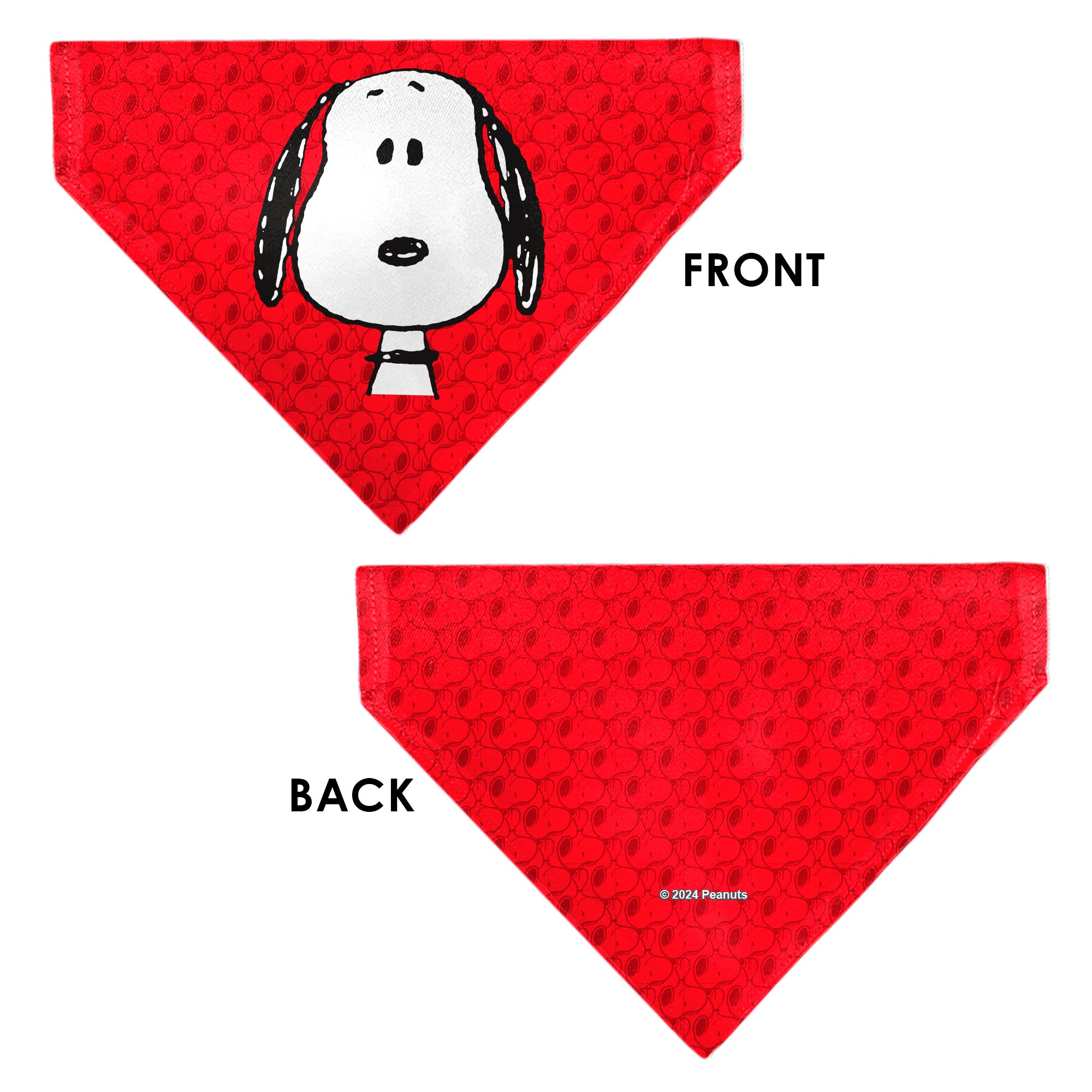 Pet Bandana - Peanuts Snoopy Face and Profile Pose Reds Pet Bandanas Peanuts