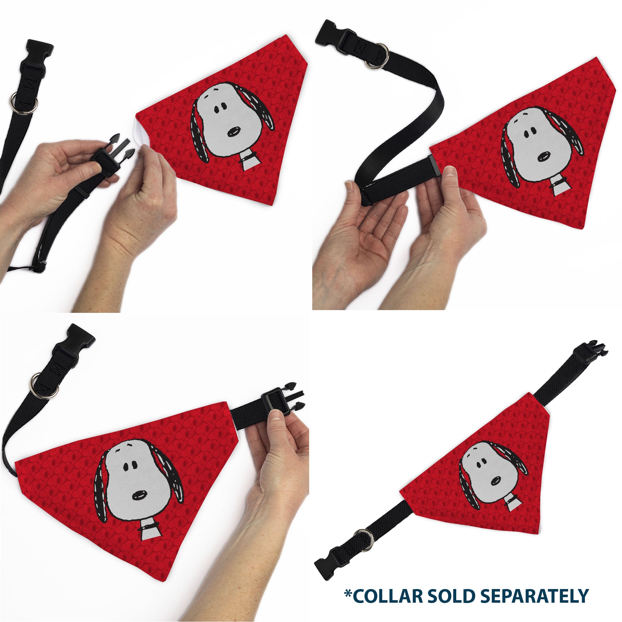 Pet Bandana - Peanuts Snoopy Face and Profile Pose Reds Pet Bandanas Peanuts